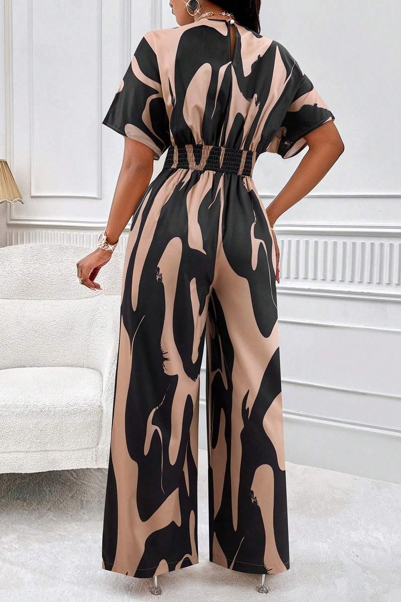 UNITY ALLOVER PRINT BATWING SLEEVE BELTED JUMPSUIT