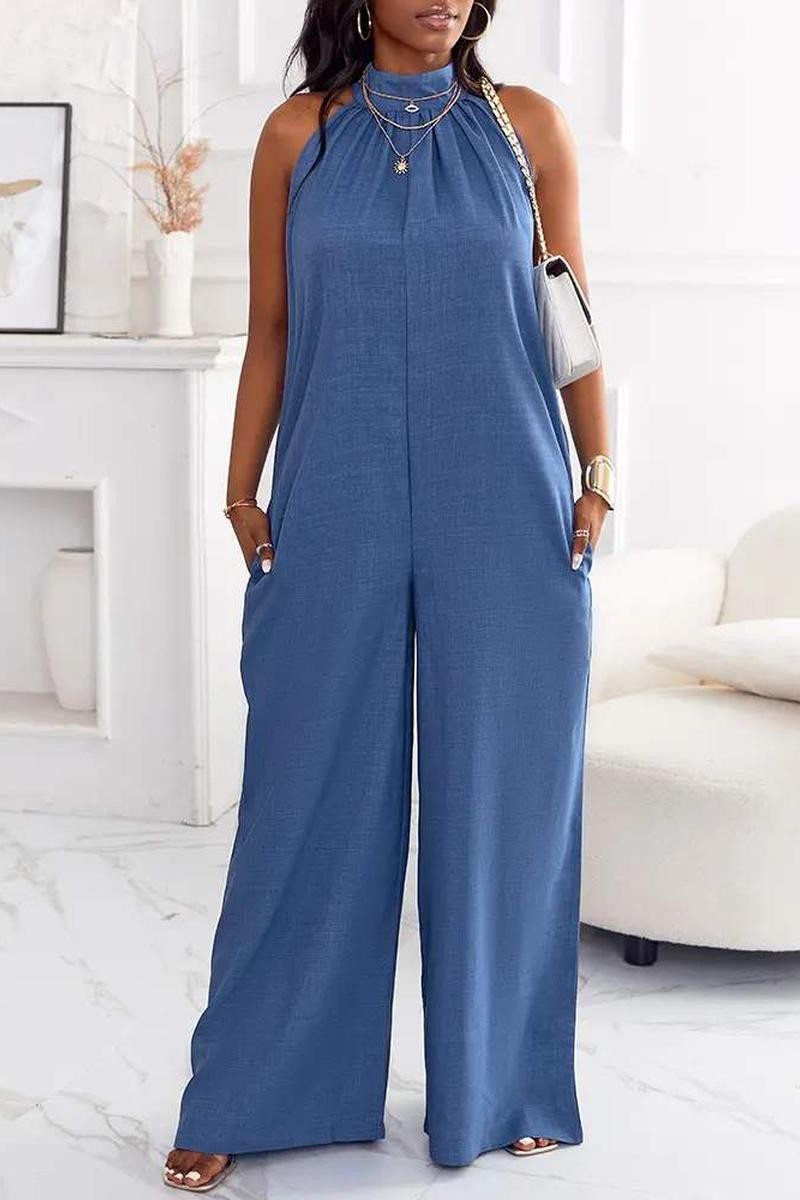 POCKET DESIGN WIDE LEG JUMPSUIT