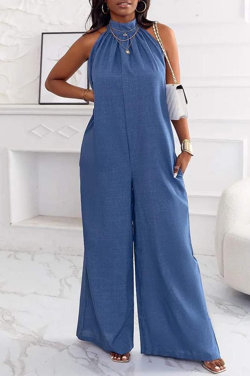 POCKET DESIGN WIDE LEG JUMPSUIT