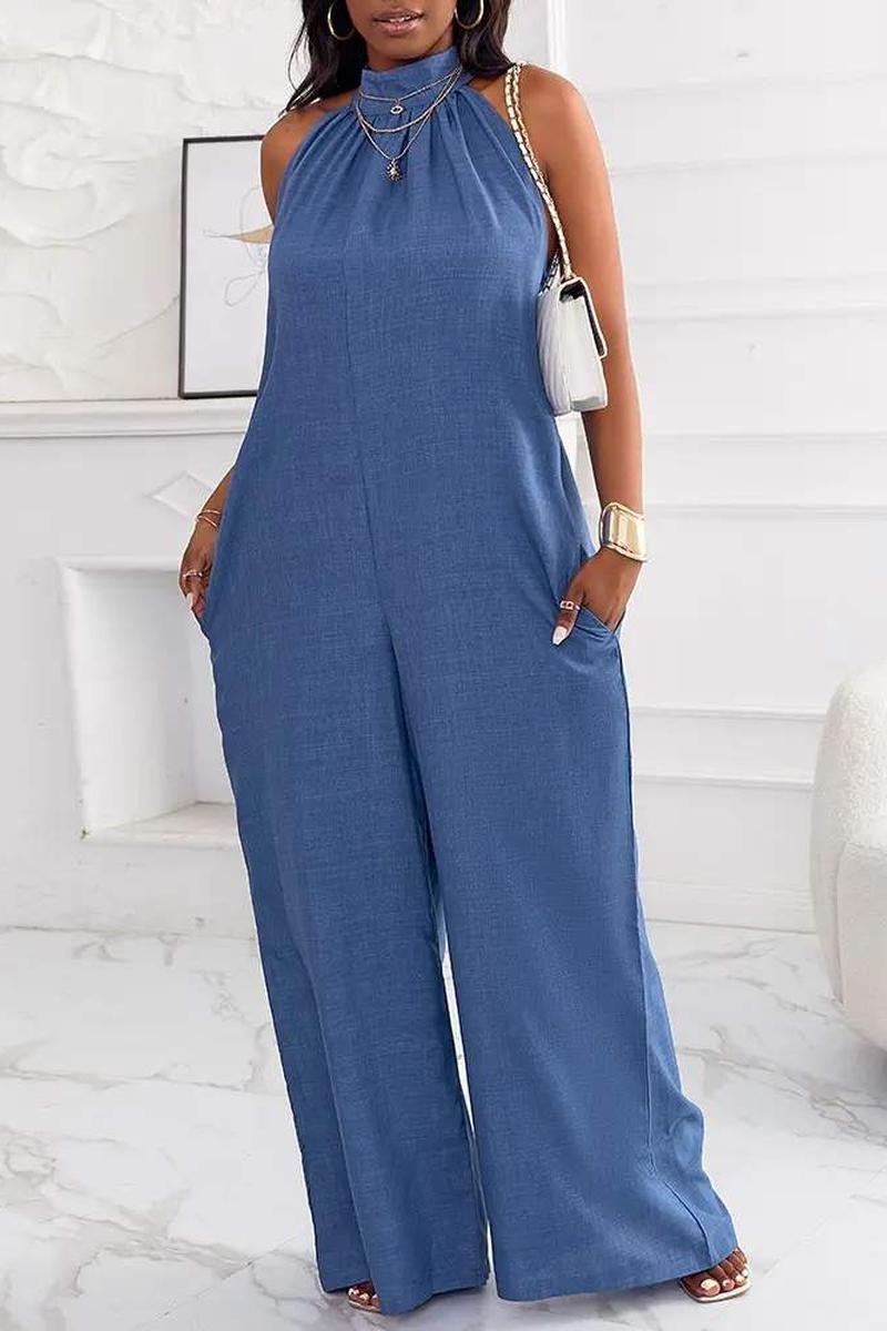 POCKET DESIGN WIDE LEG JUMPSUIT