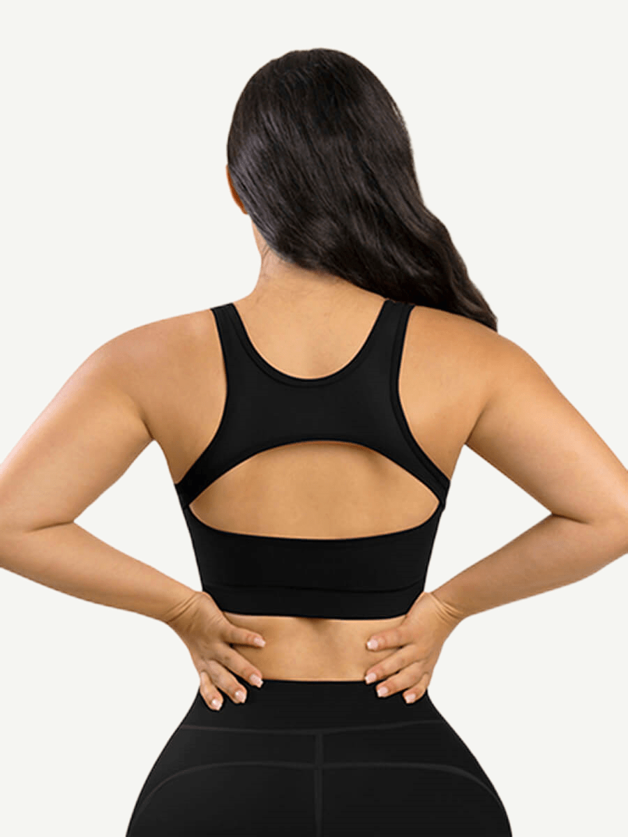 Sports Bra With Front and Back Hollow Cutting Design