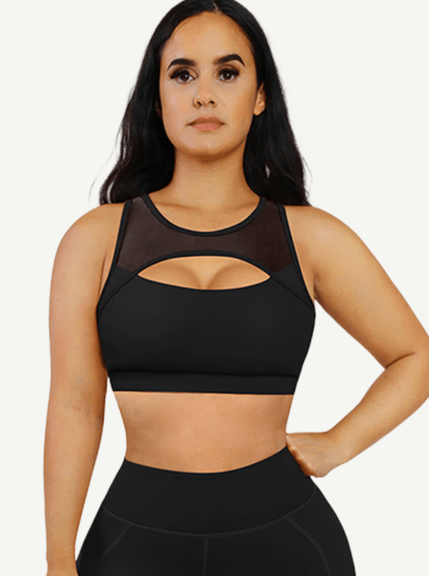 Sports Bra With Front and Back Hollow Cutting Design