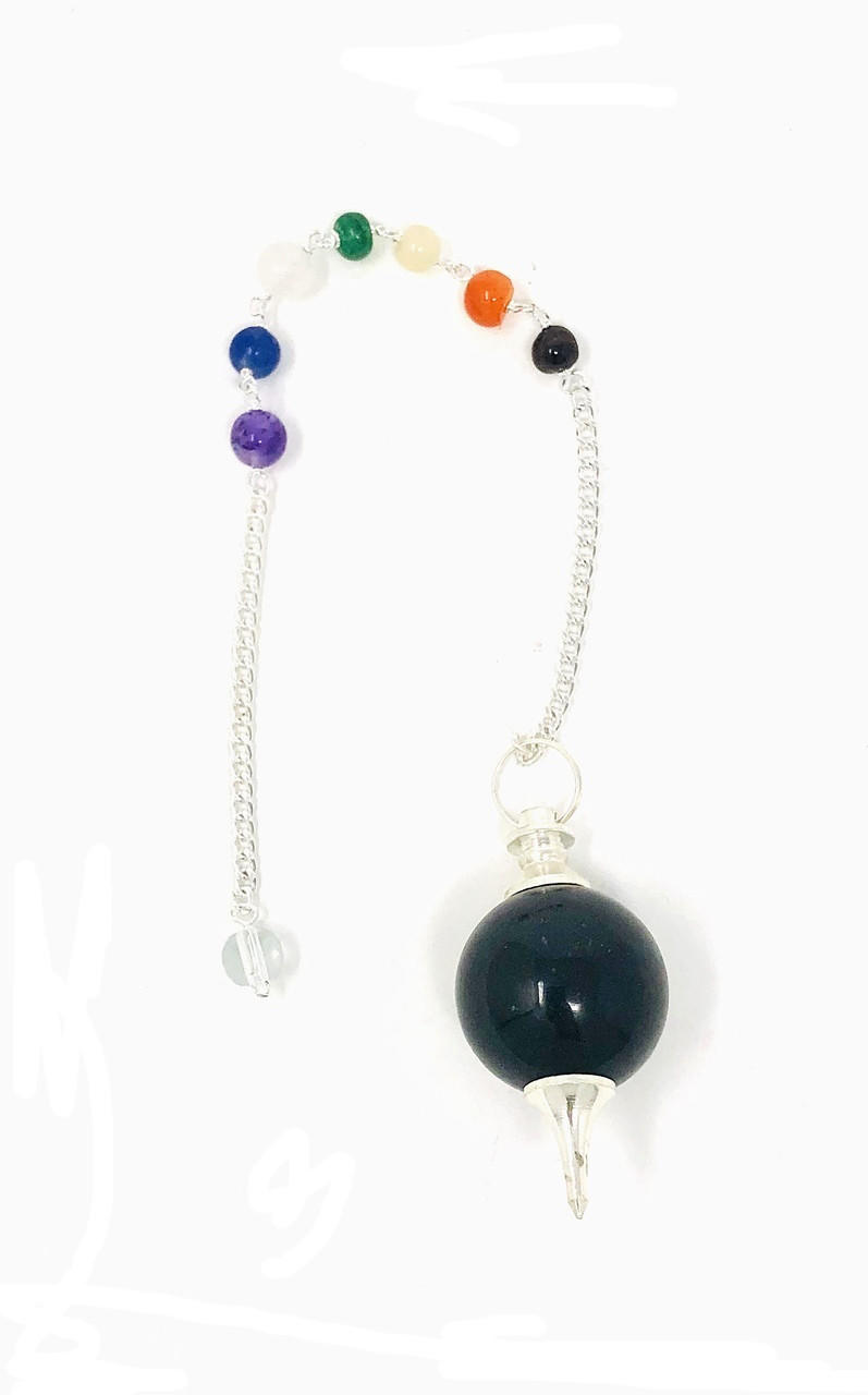 Black Agate Chakra Chain Ball Pendulum