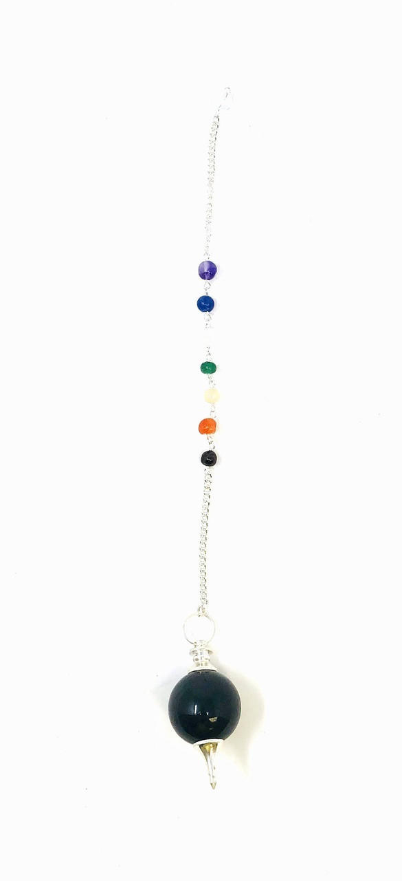 Black Agate Chakra Chain Ball Pendulum