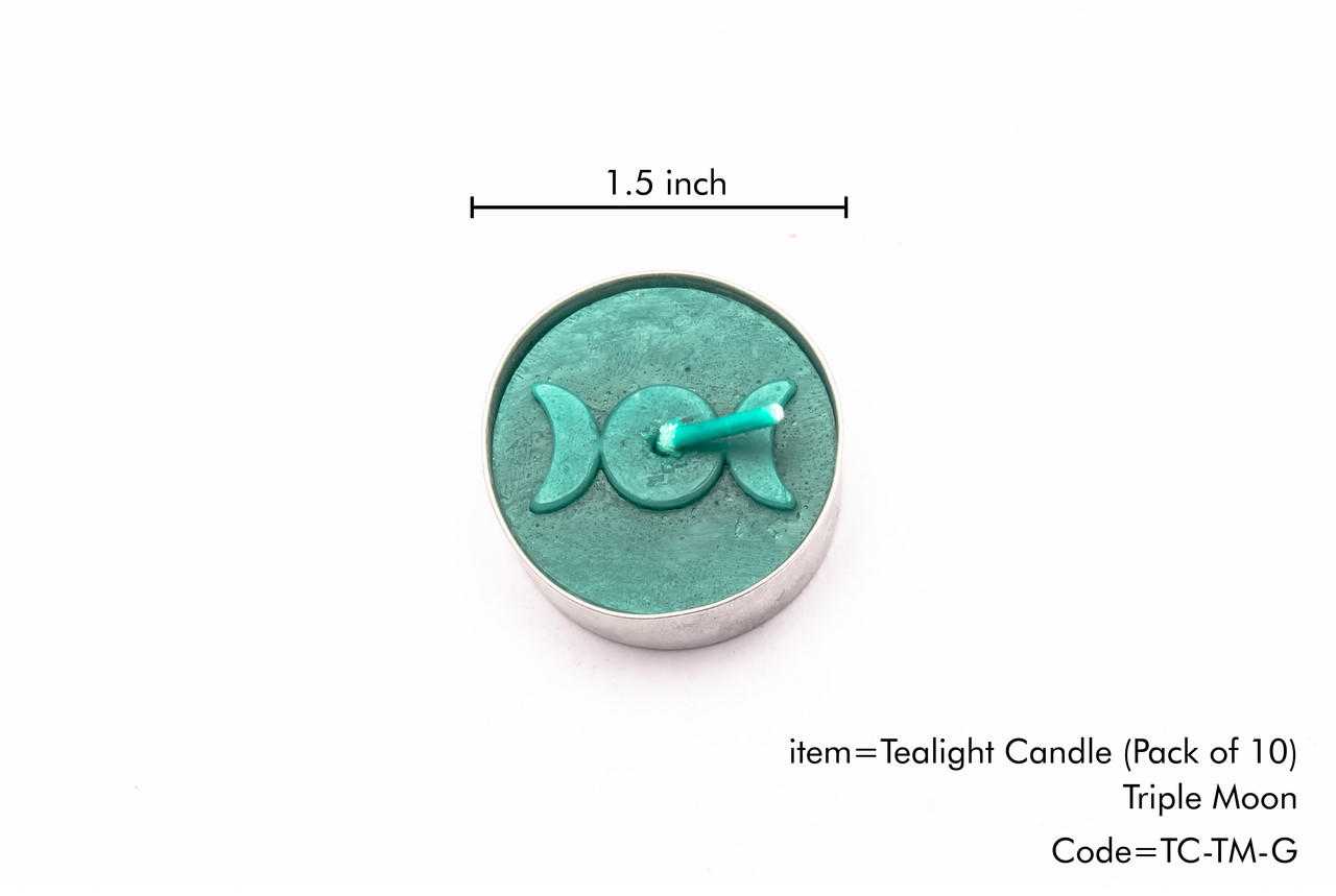 Candle T-Lite Triple Moon Green (Pack of 10)