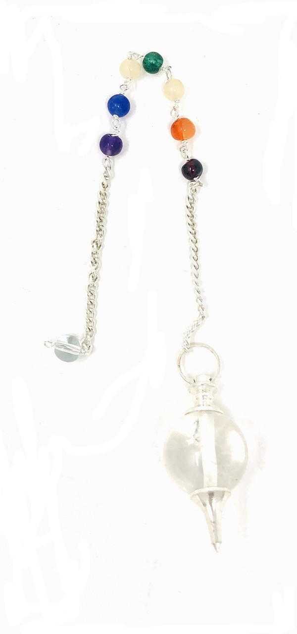 Clear Quartz Chakra Chain Ball Pendulum