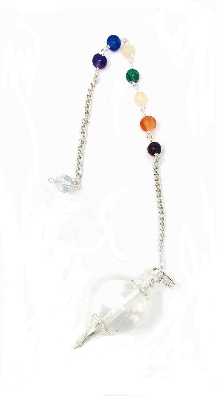 Clear Quartz Chakra Chain Ball Pendulum