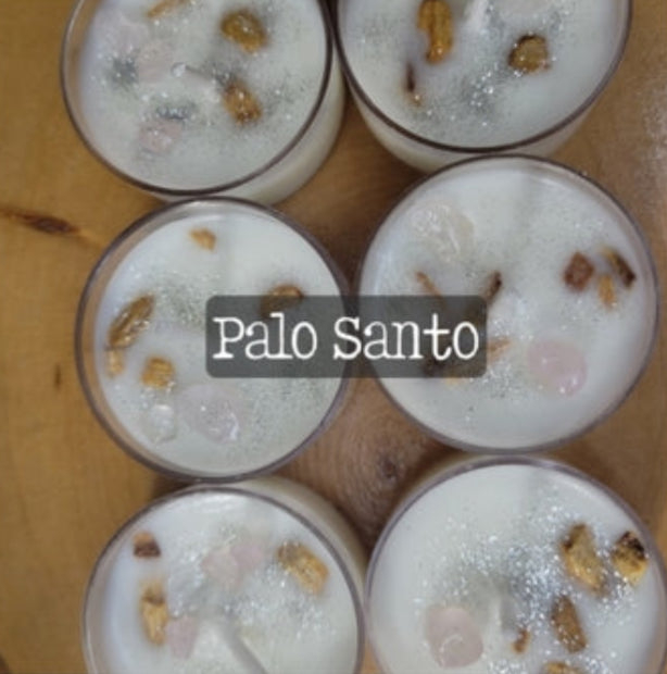 Palo Santo Soy Candles 6 Pack with Herbs and Crystals