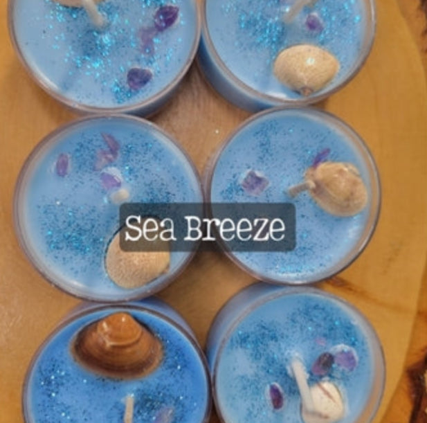 Sea Breeze Soy Candles 6 Pack with Herbs and Crystals