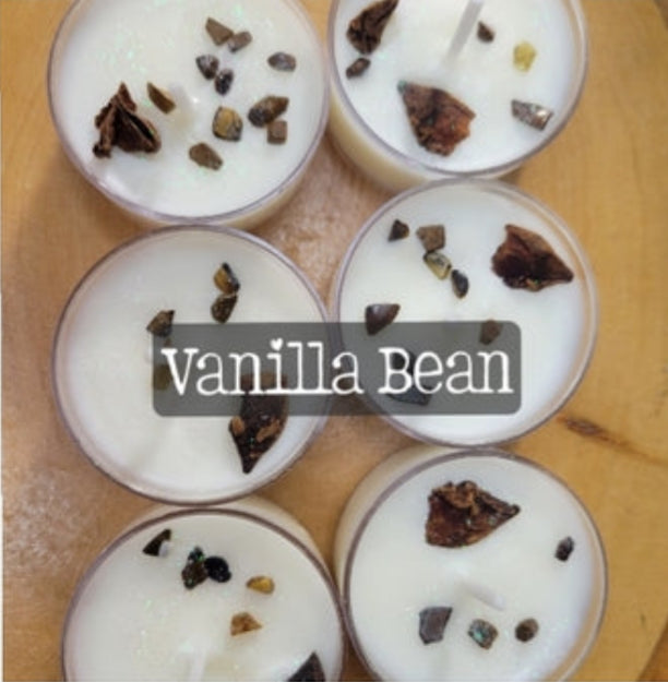 Vanilla Bean Soy Candles 6 Pack with Herbs and Crystals