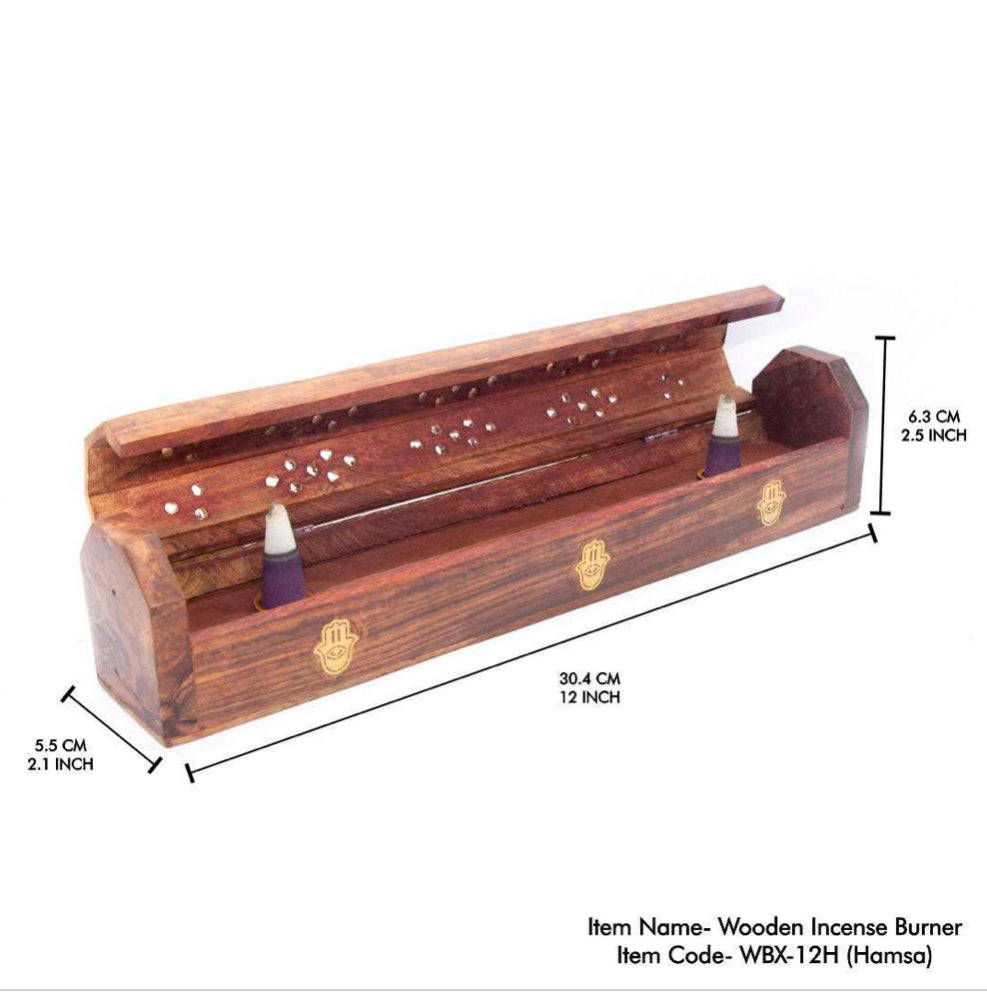 Wooden Coffin Box Hamsa