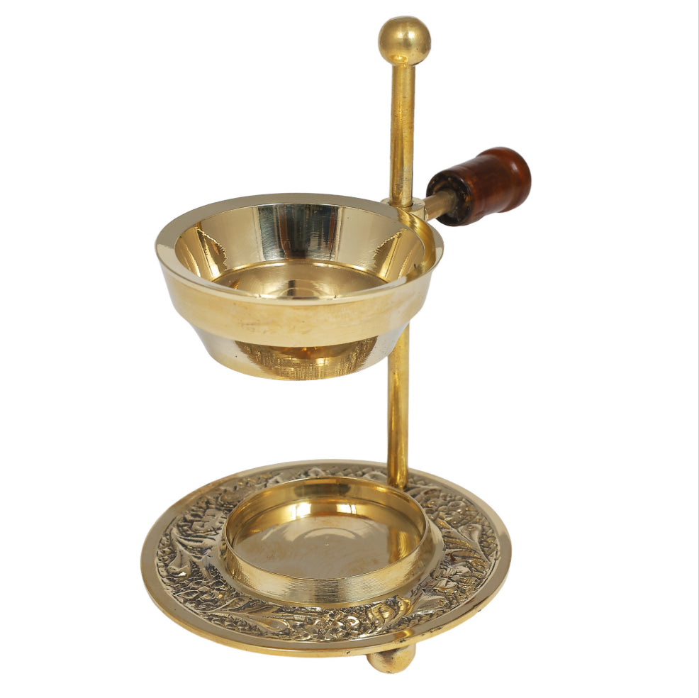 Brass Adjustable Oil and Charcoal Burner Gold 4"