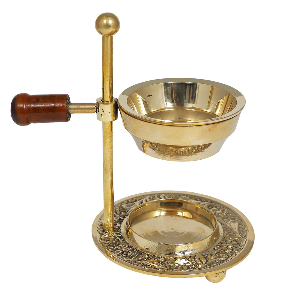 Brass Adjustable Oil and Charcoal Burner Gold 4"