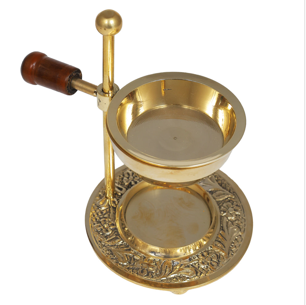 Brass Adjustable Oil and Charcoal Burner Gold 4"