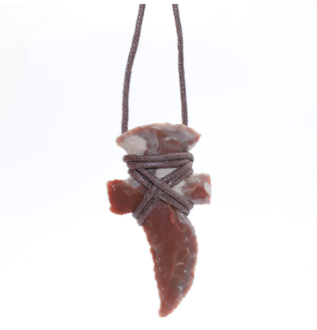 Agate Arrowhead Red Indian Pendant necklace - Sword Design