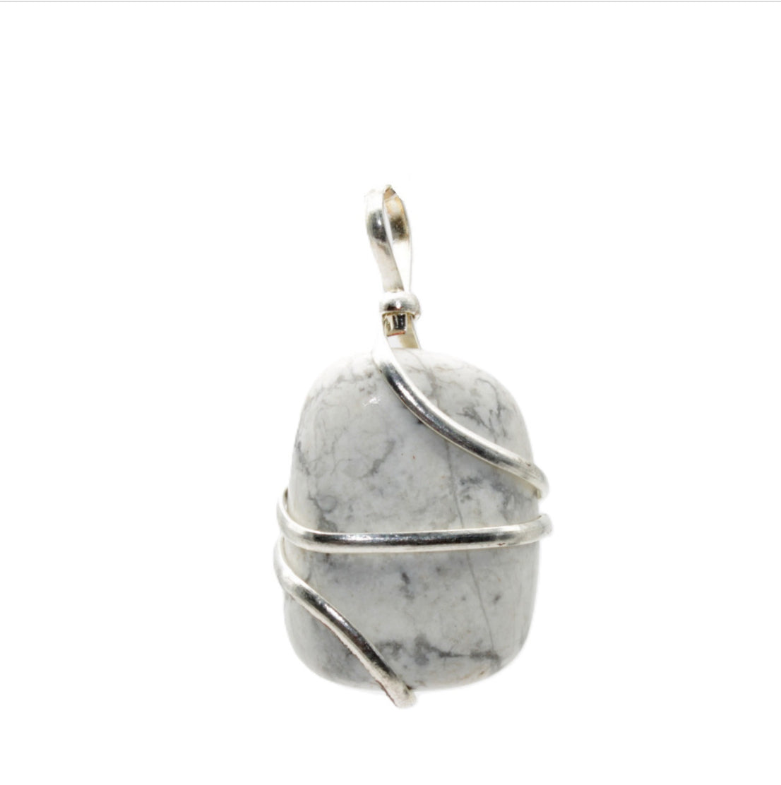 Howlite Tumble Wire Wrap Pendant W/Chain