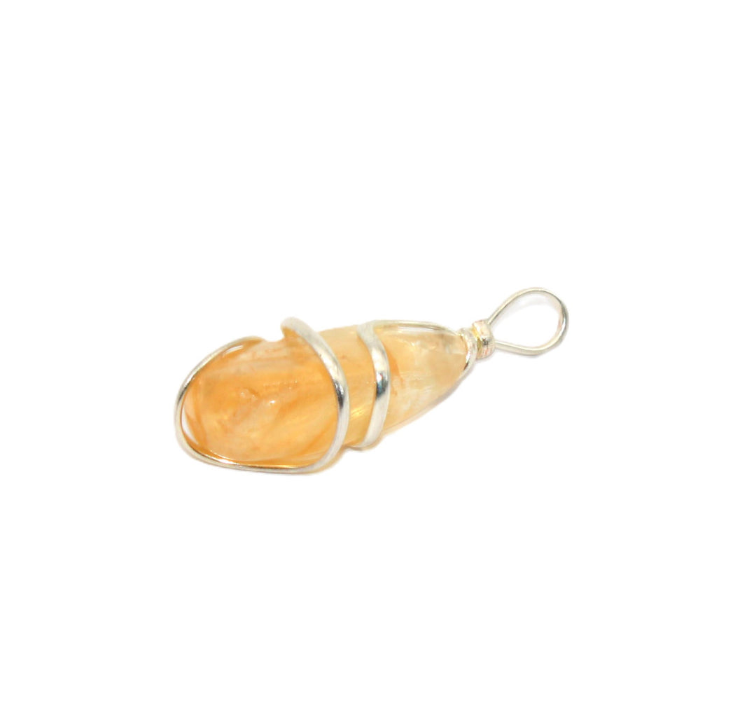 Citrine Tumble Wire Wrap Pendant