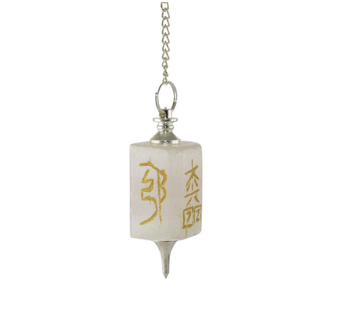 Selenite Pendulum Engraved with Reiki Signs Energy Stones Healing Stones