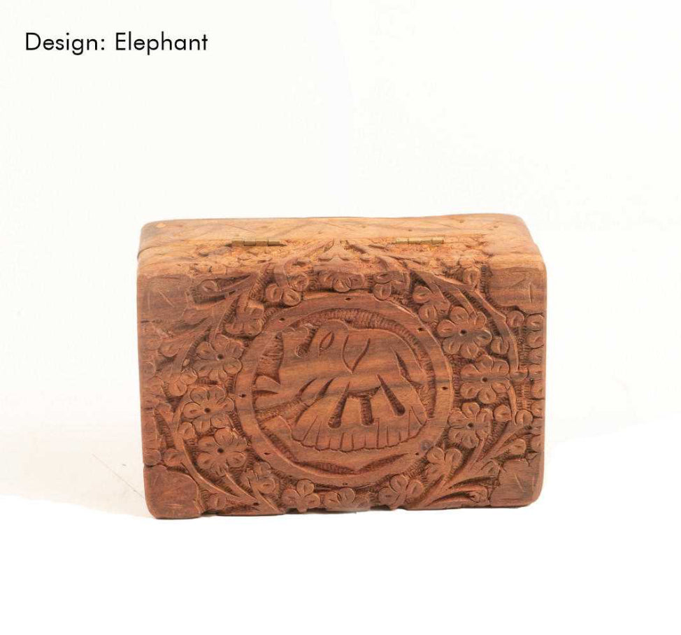 Elephant Wooden Storage Box 4”x6”