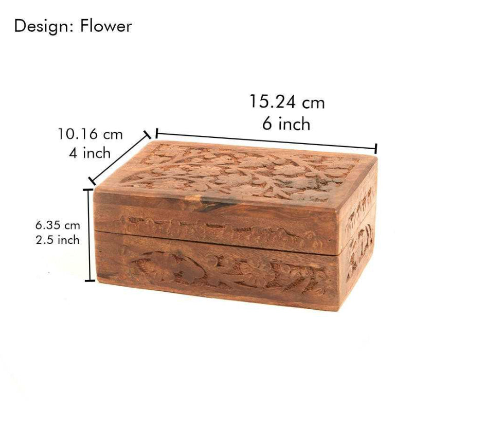 Flower Wooden Storage Box 4”x6”