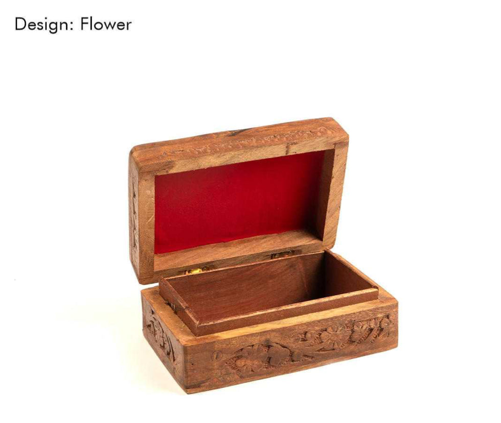 Flower Wooden Storage Box 4”x6”