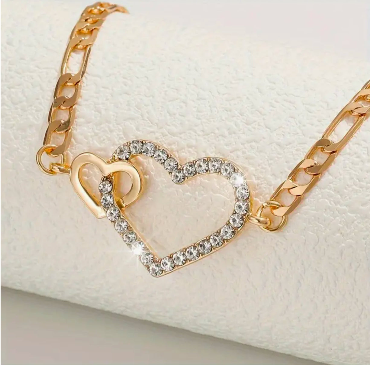 Luxurious Double Heart Rhinestone Choker Necklace