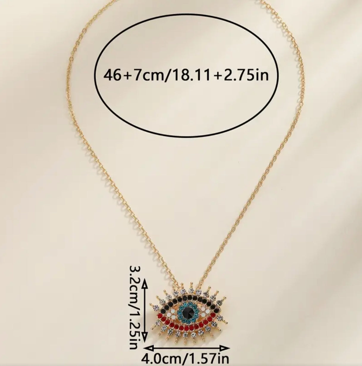 Elegant and Charming 18K Gold Plated Evil Eye Pendant Necklace with Crystal Embellishments