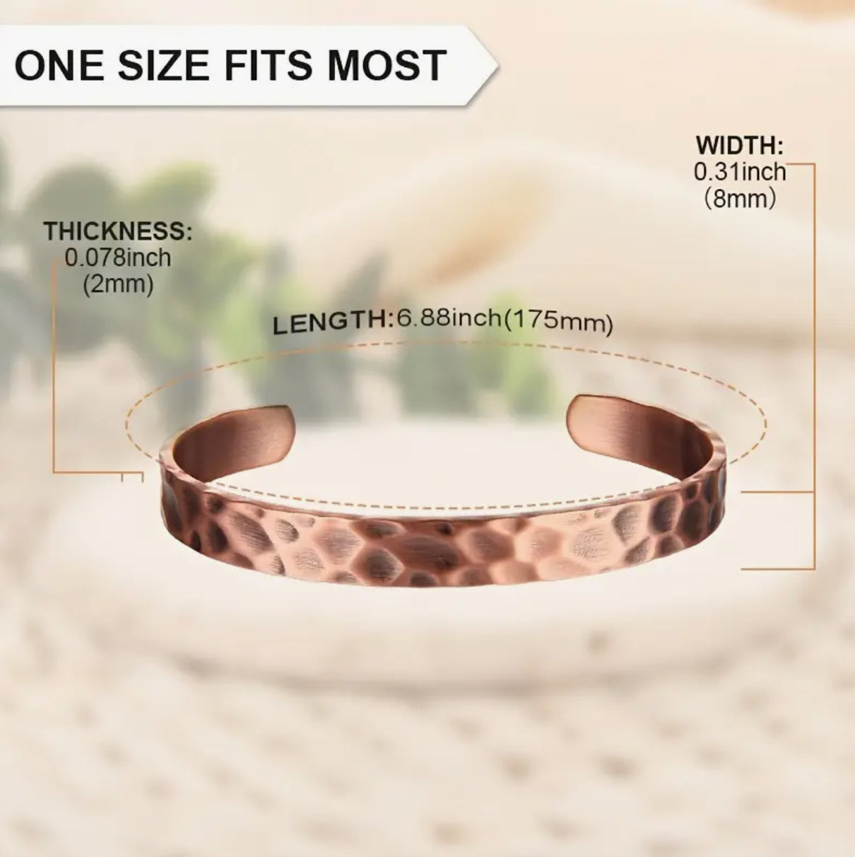 Adjustable Unisex Copper Cuff Bracelet