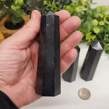 Black Tourmaline 8-Faceted Tower (Approx. 8.9-9.5cm)