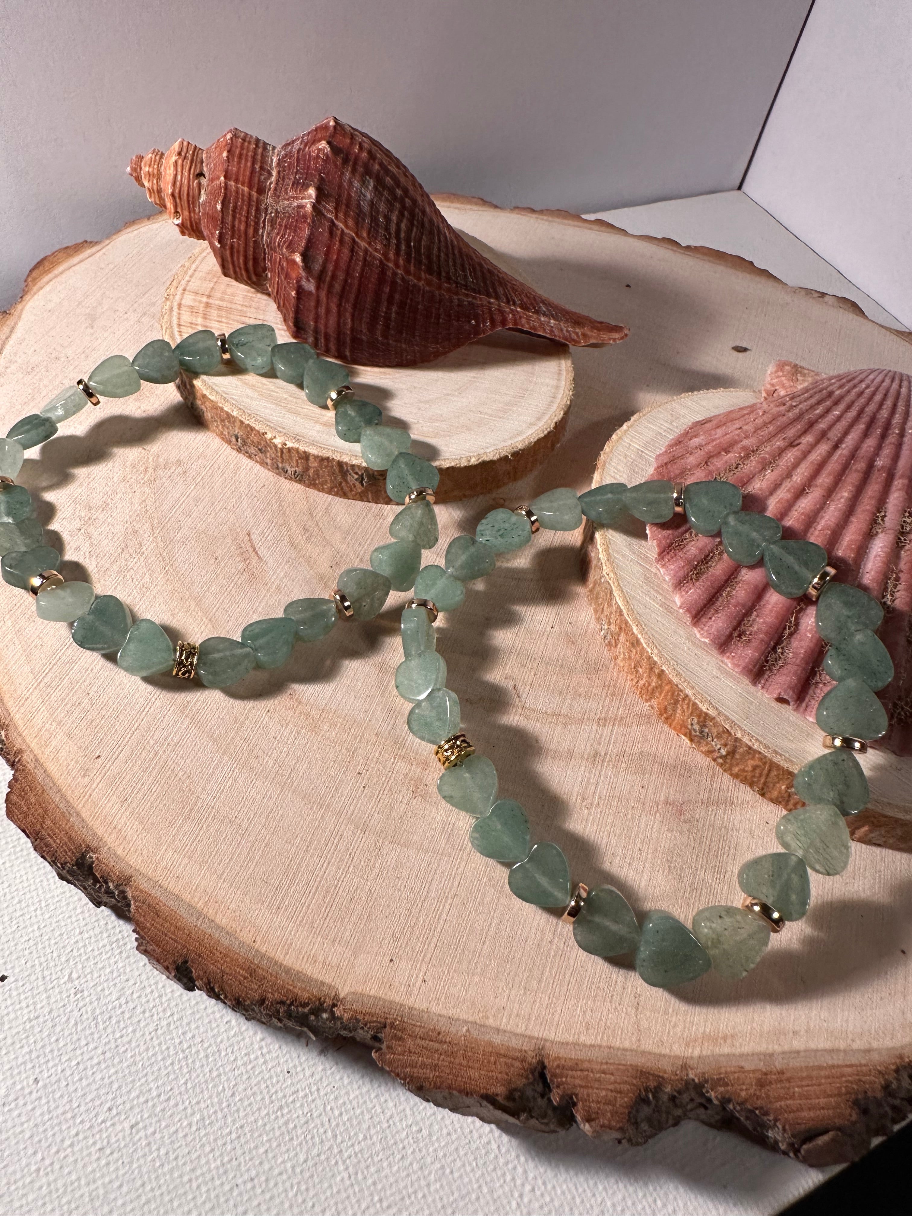 Green Aventurine Heart Shaped Abundance Bracelet Healing Stones Energy Stones