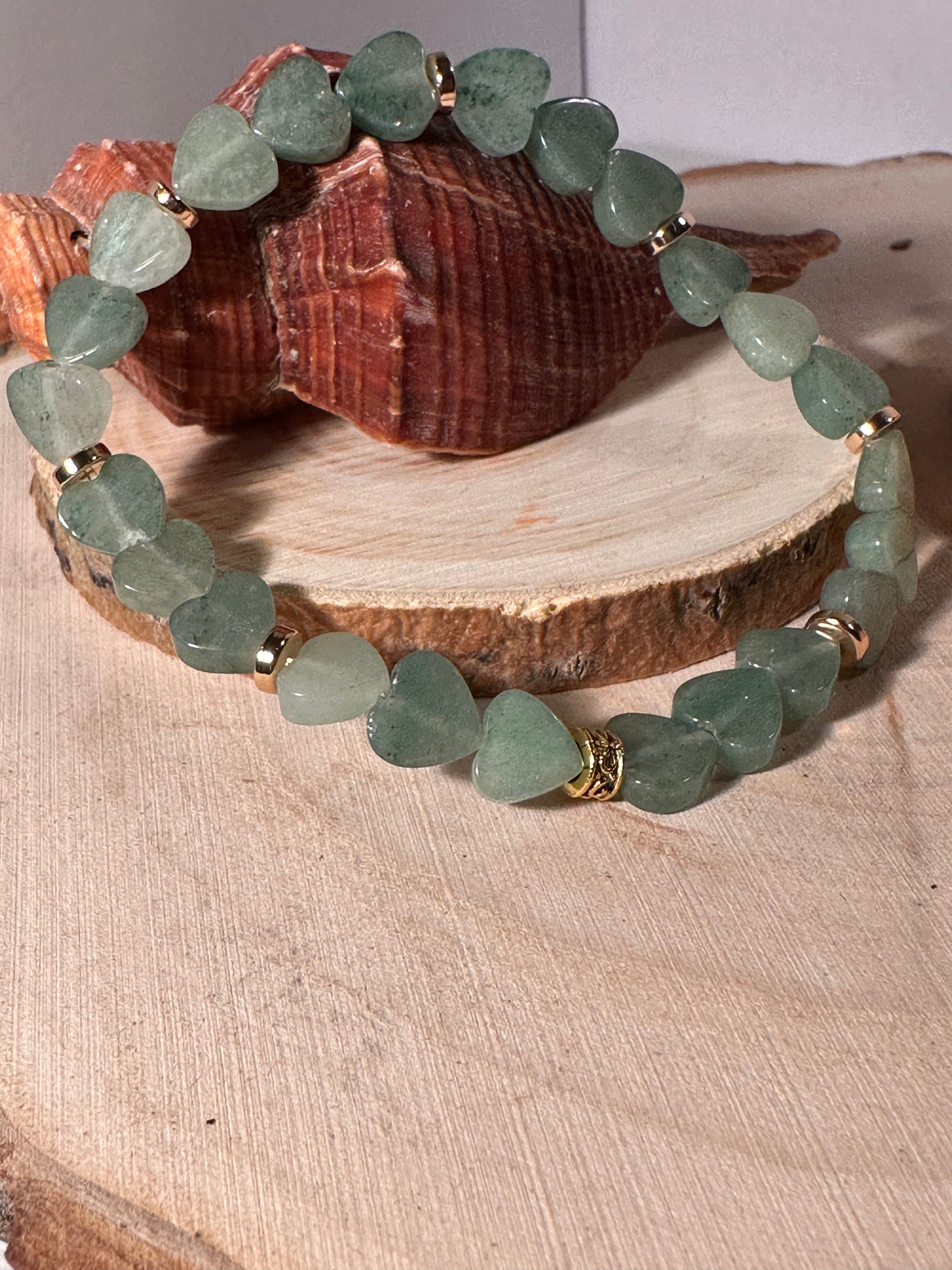 Green Aventurine Heart Shaped Abundance Bracelet Healing Stones Energy Stones