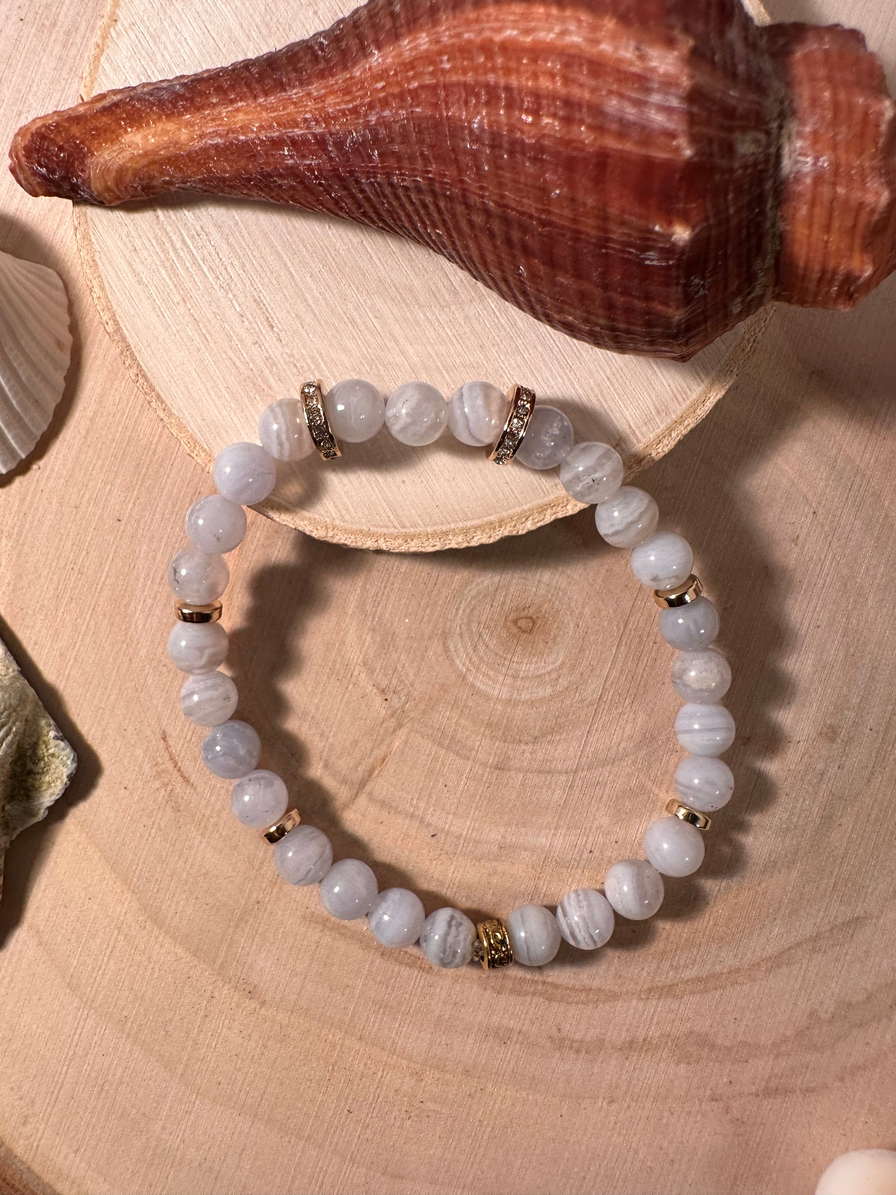 Blue Lace Agate Communication Bracelet Healing Stones Energy Stones