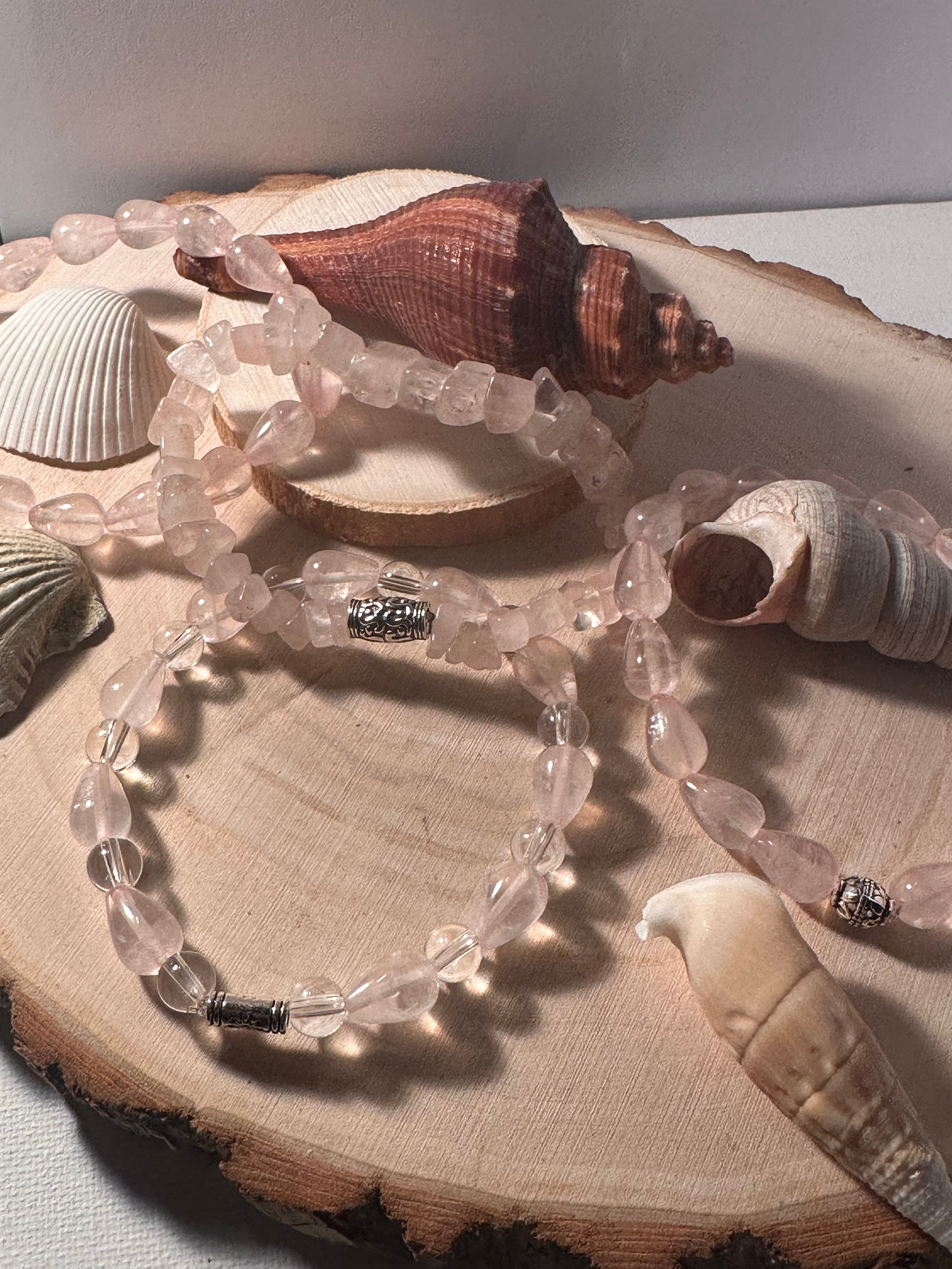 Rose Quartz (Tear Drop Shaped) & Clear Quartz (6mm) Self-Love Bracelets Healing Stones Energy Stones