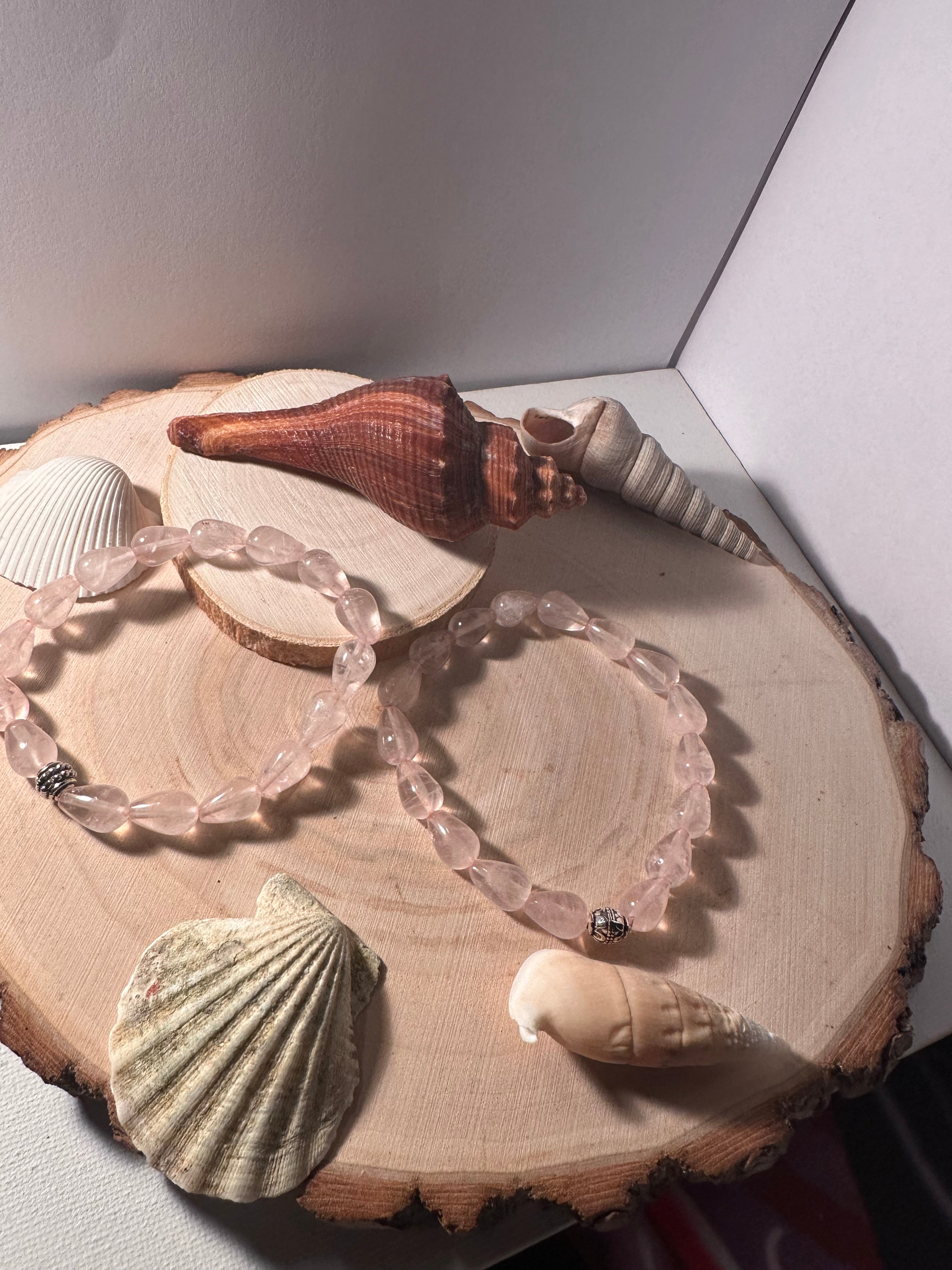 Rose Quartz Tear Drop Self-Love Bracelet Healing Stones Energy Stones