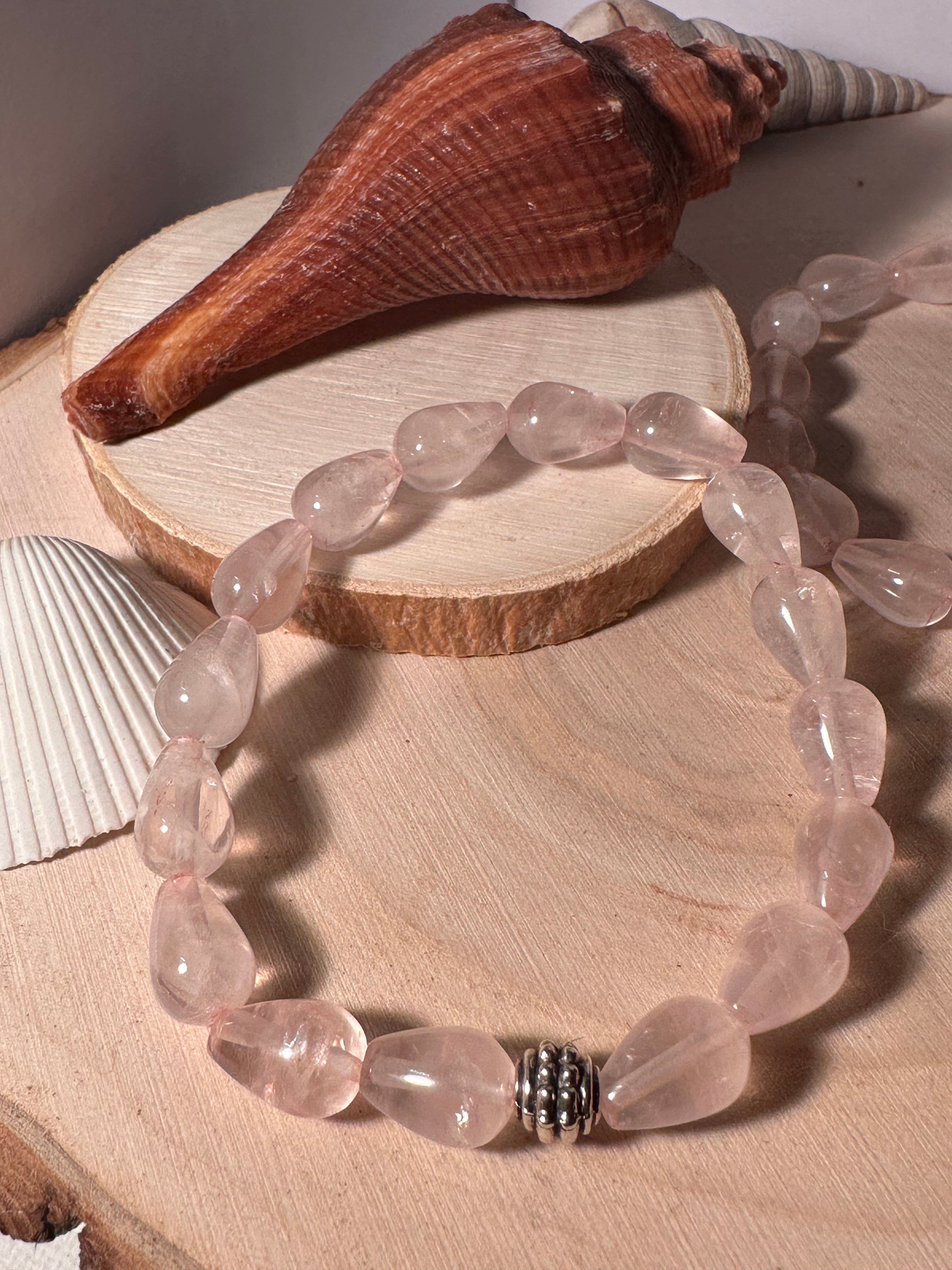 Rose Quartz Tear Drop Self-Love Bracelet Healing Stones Energy Stones