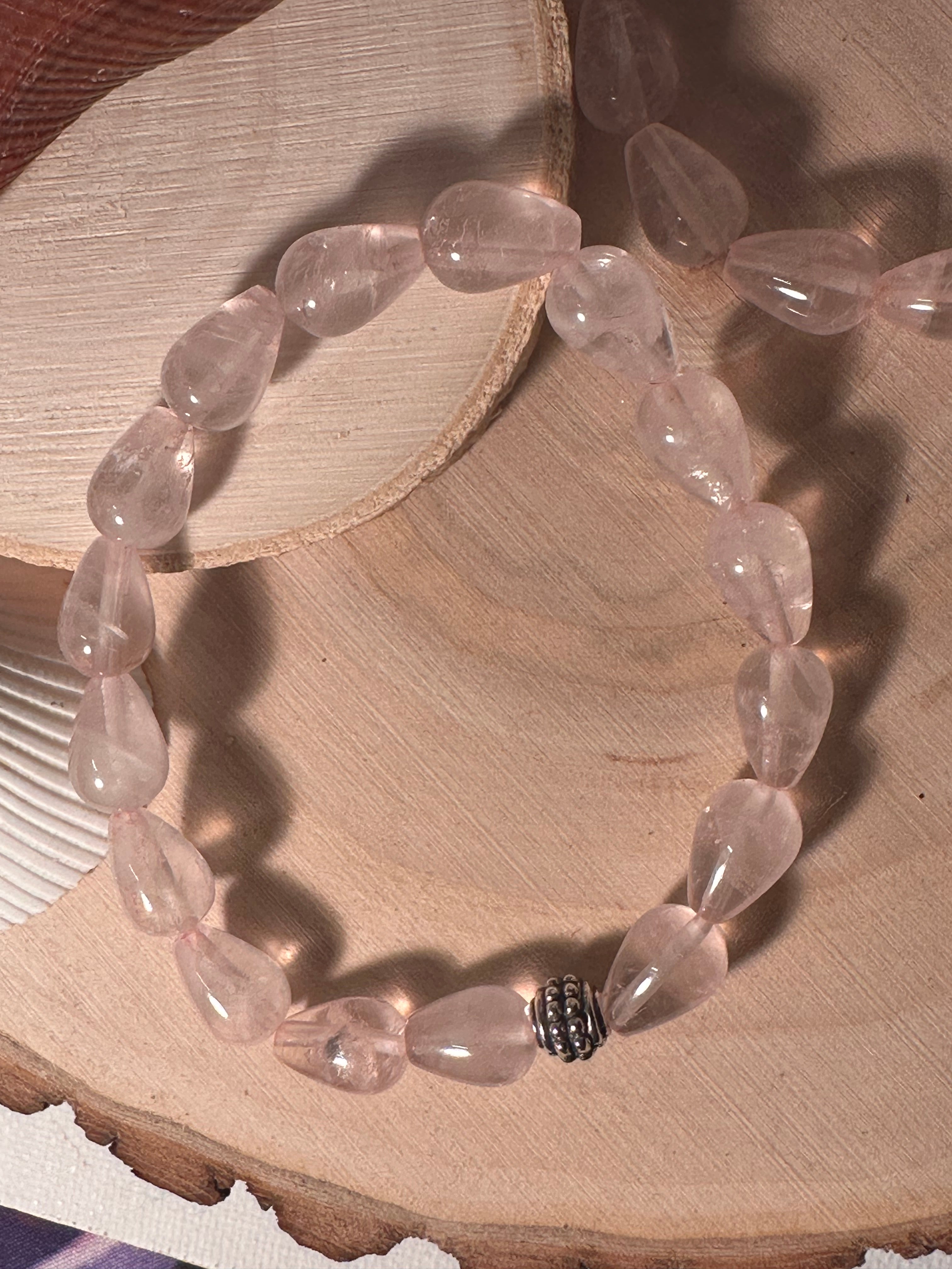 Rose Quartz Tear Drop Self-Love Bracelet Healing Stones Energy Stones