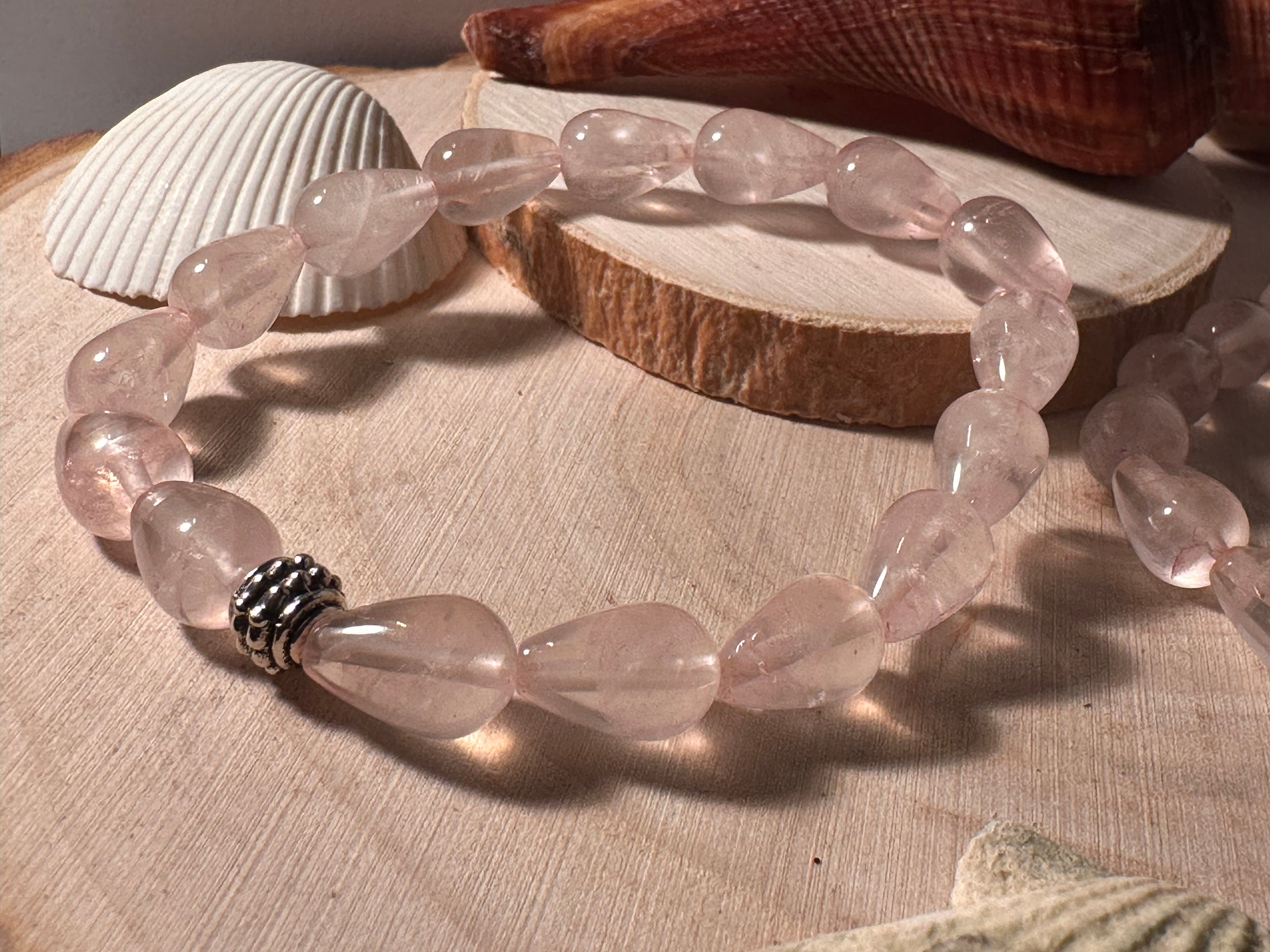 Rose Quartz Tear Drop Self-Love Bracelet Healing Stones Energy Stones