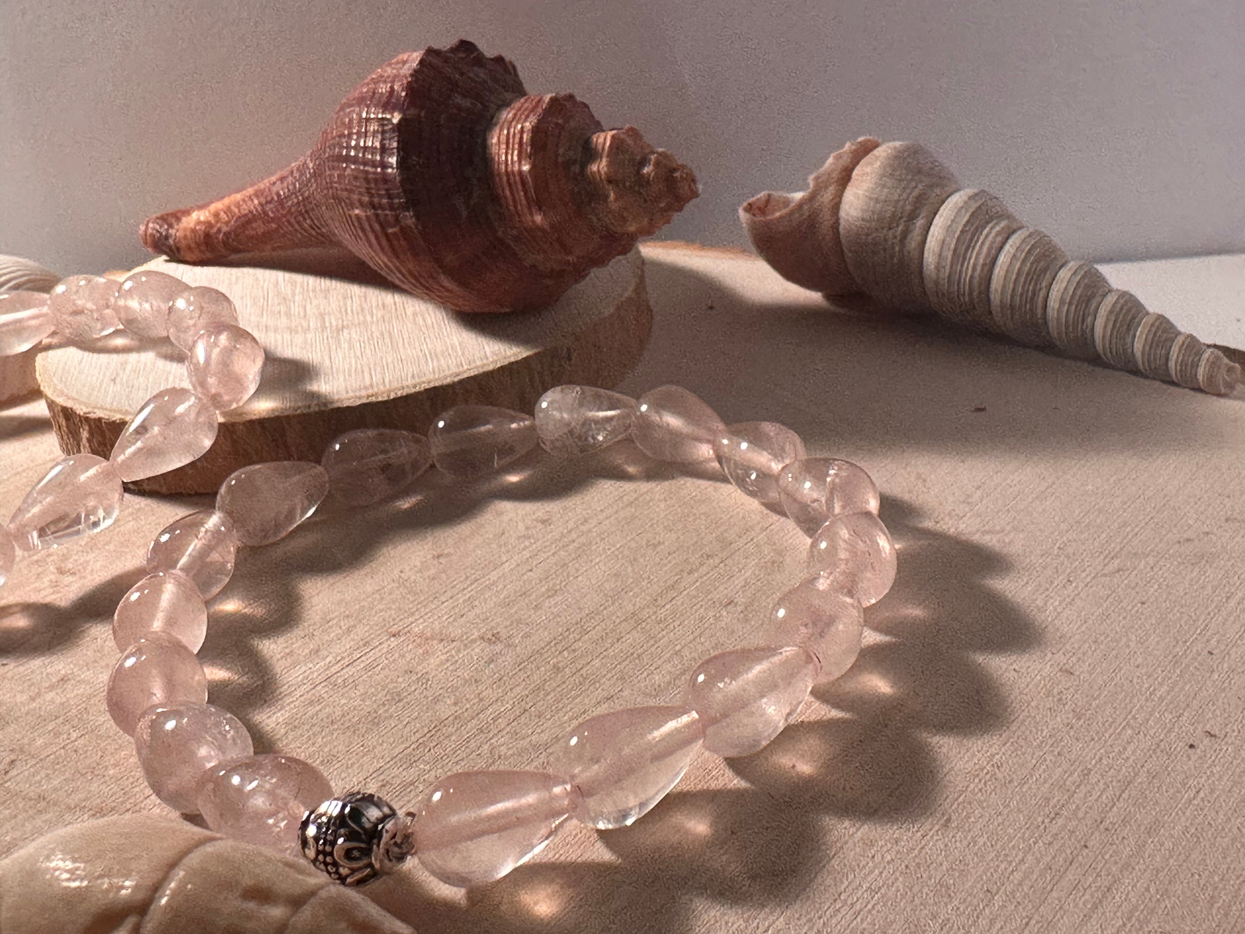 Rose Quartz Tear Drop Self-Love Bracelet Healing Stones Energy Stones