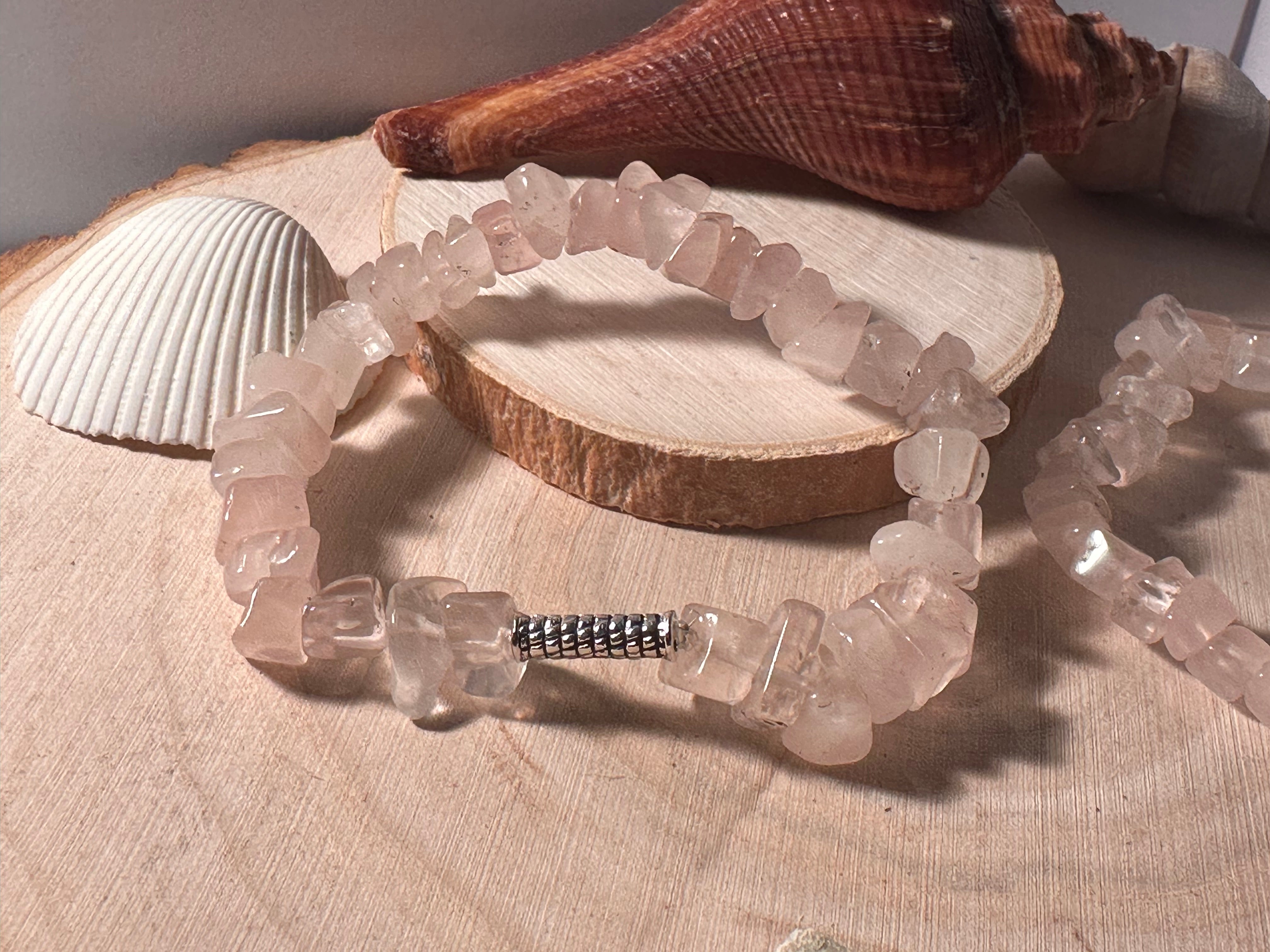 Rose Quartz Chips Self-Love Bracelet Healing Stones Energy Stones