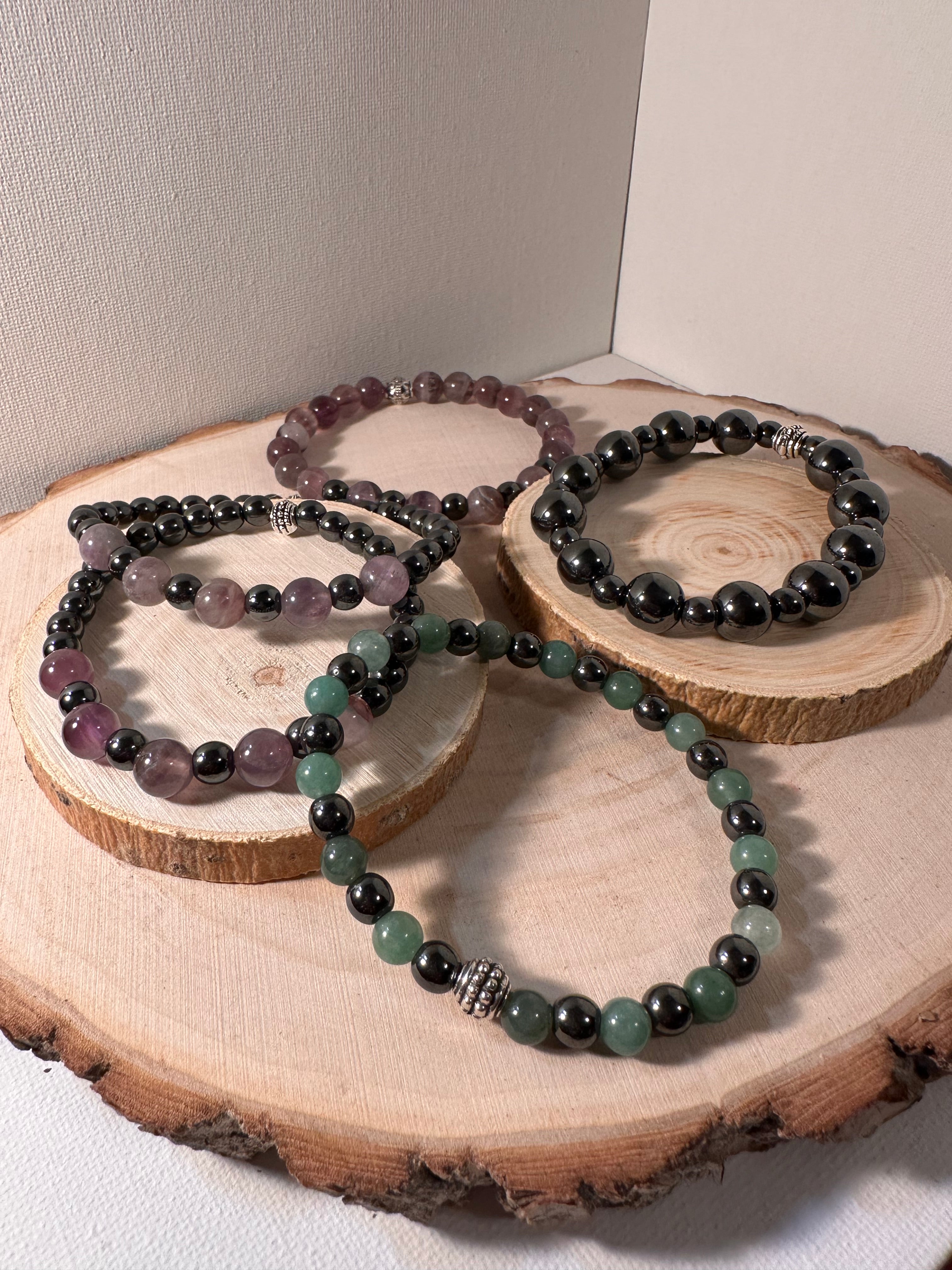 Green Aventurine & Hematite Abundance & Wealth Bracelet Healing Stones Energy Stones