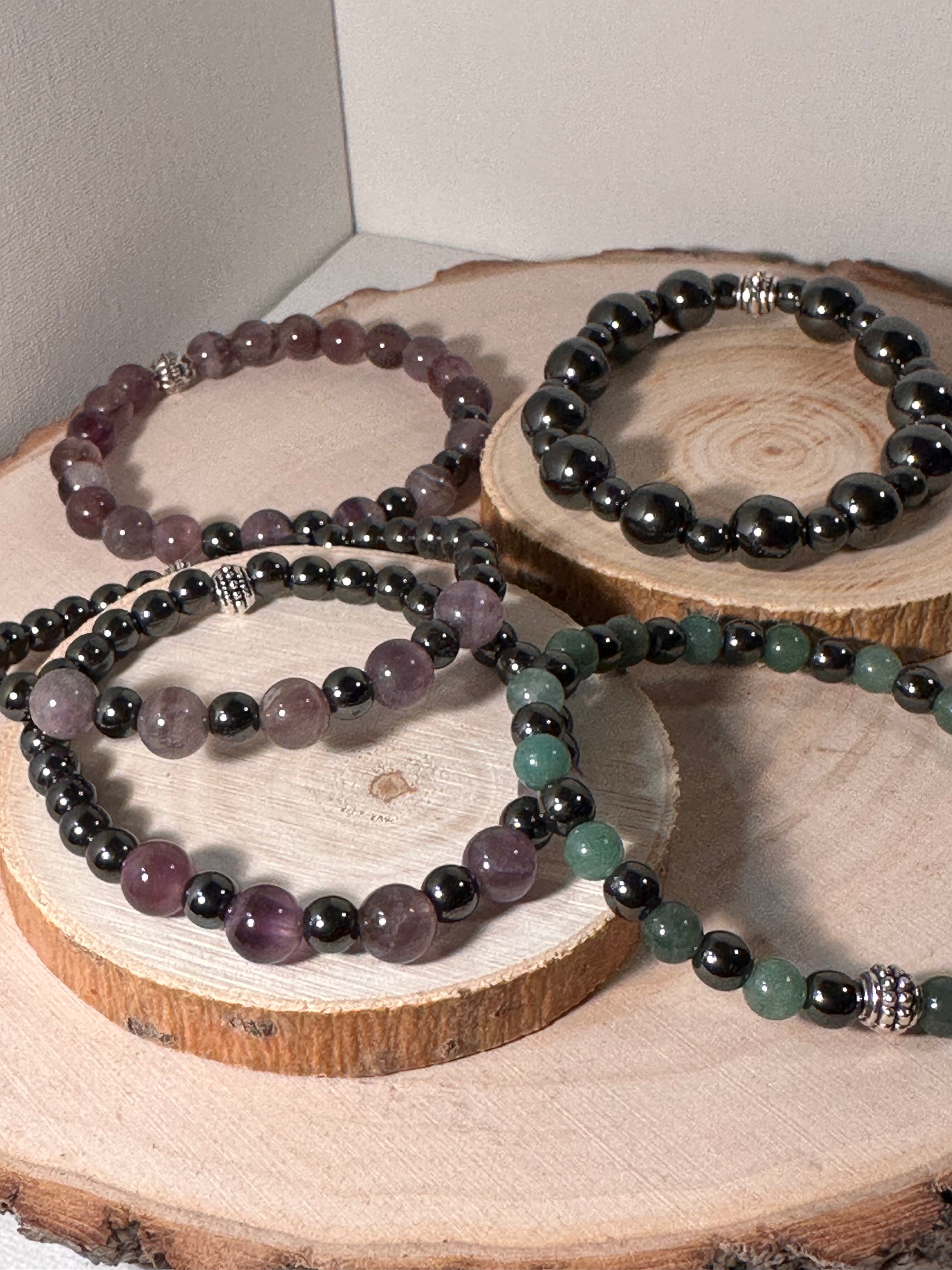 Amethyst & Hematite Serenity Bracelet  Healing Stones Energy Stones