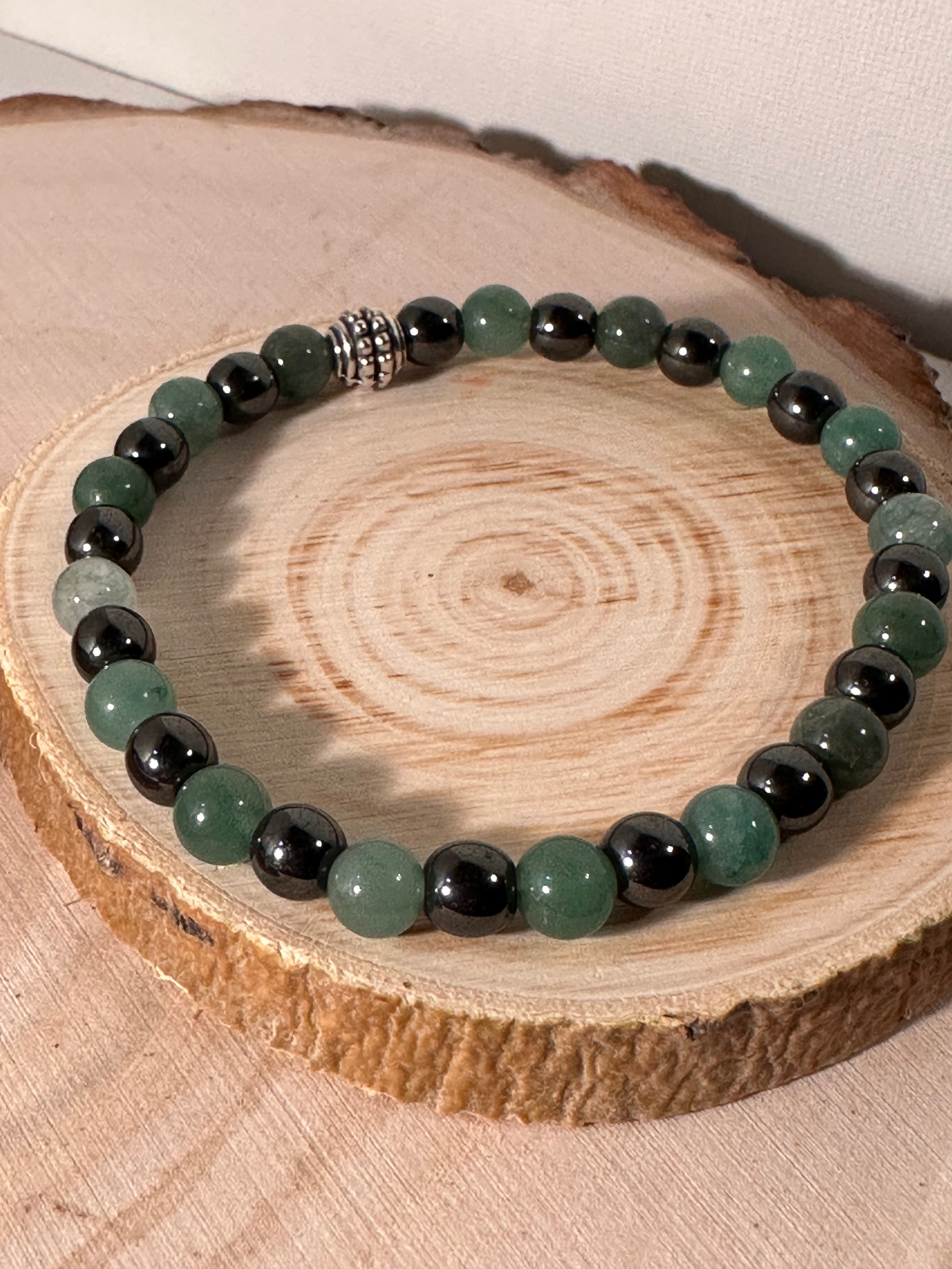 Green Aventurine & Hematite Abundance & Wealth Bracelet Healing Stones Energy Stones