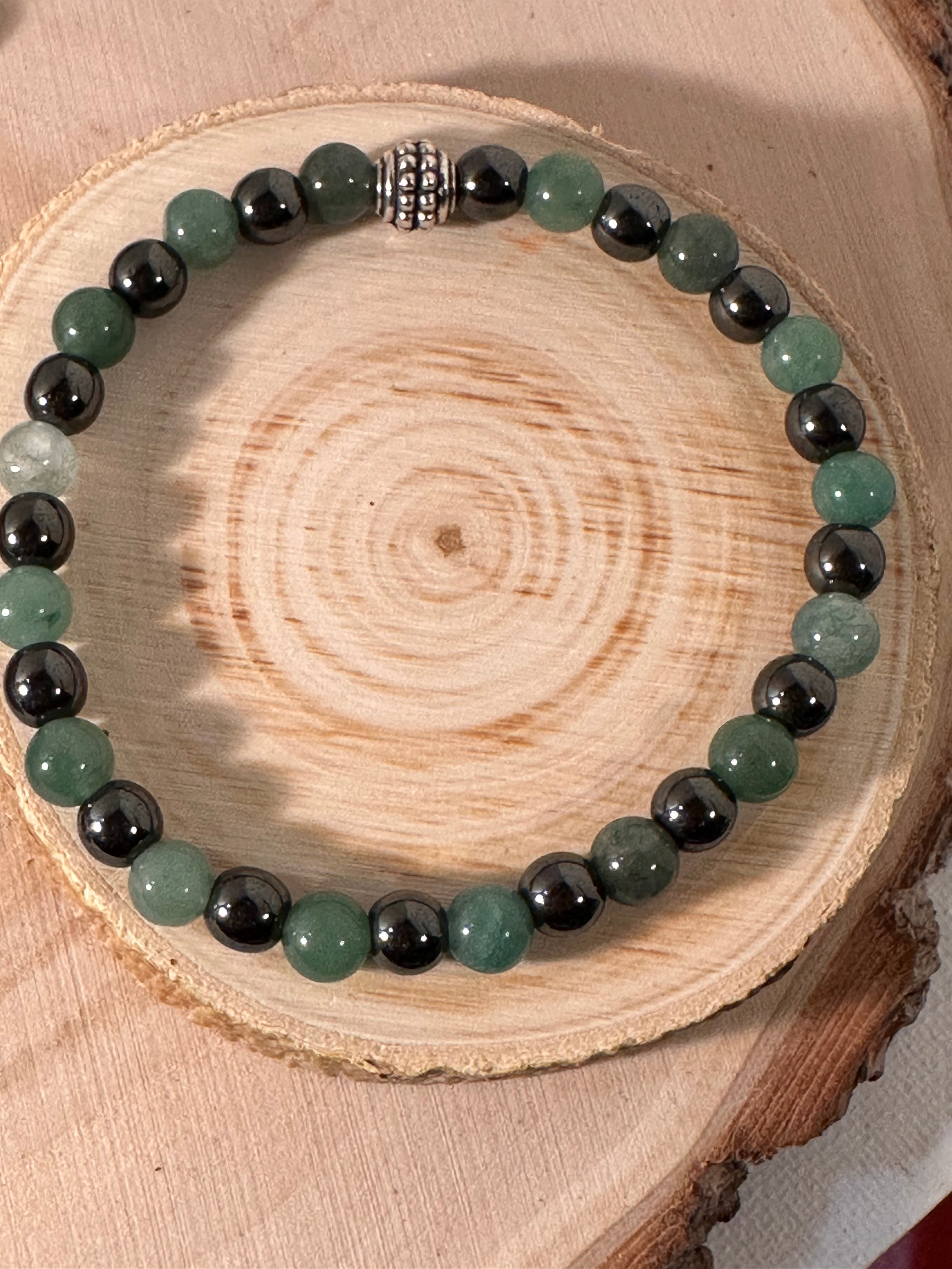 Green Aventurine & Hematite Abundance & Wealth Bracelet Healing Stones Energy Stones