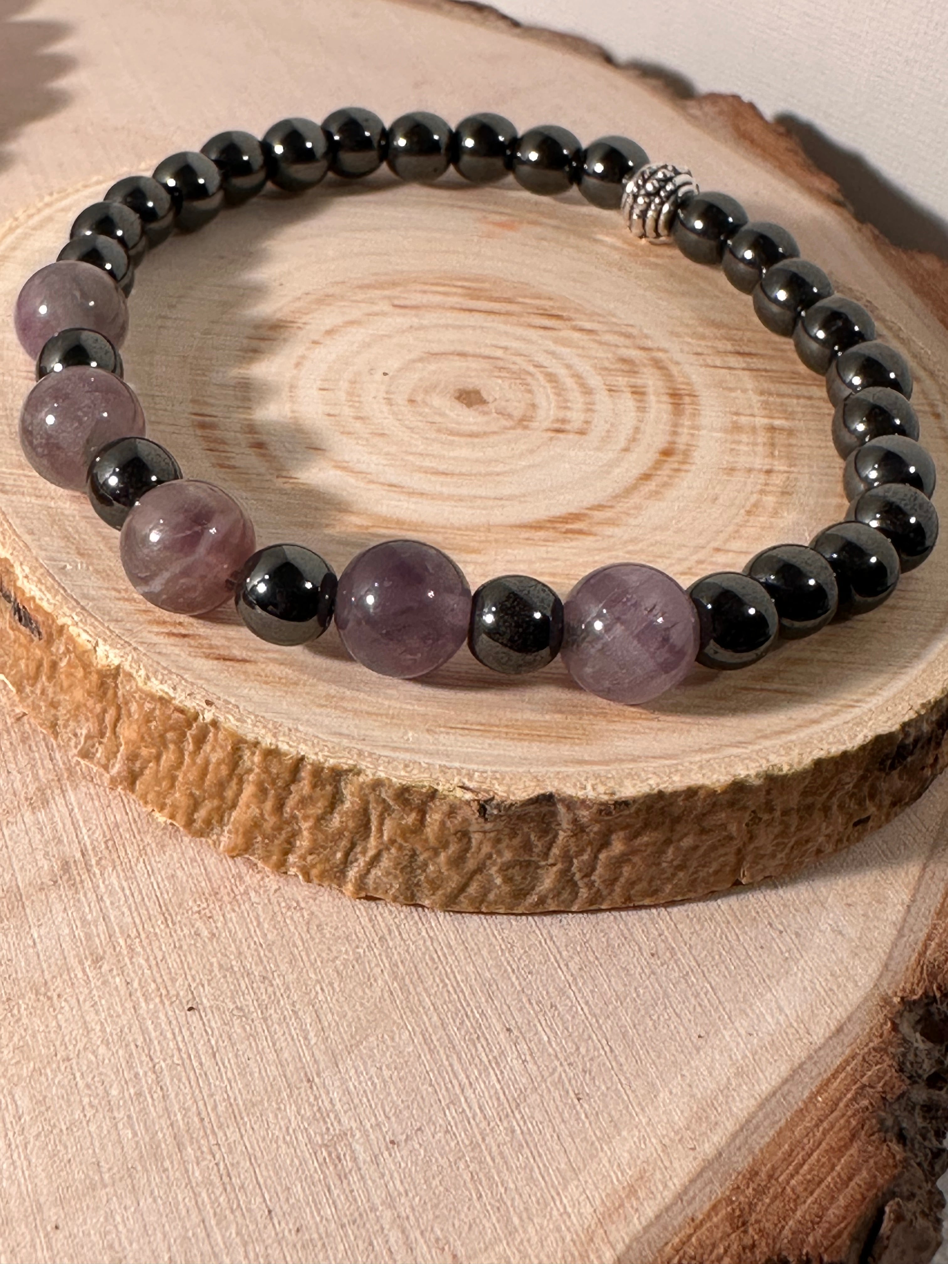 Amethyst & Hematite Serenity Bracelet Healing Stones Energy Stones