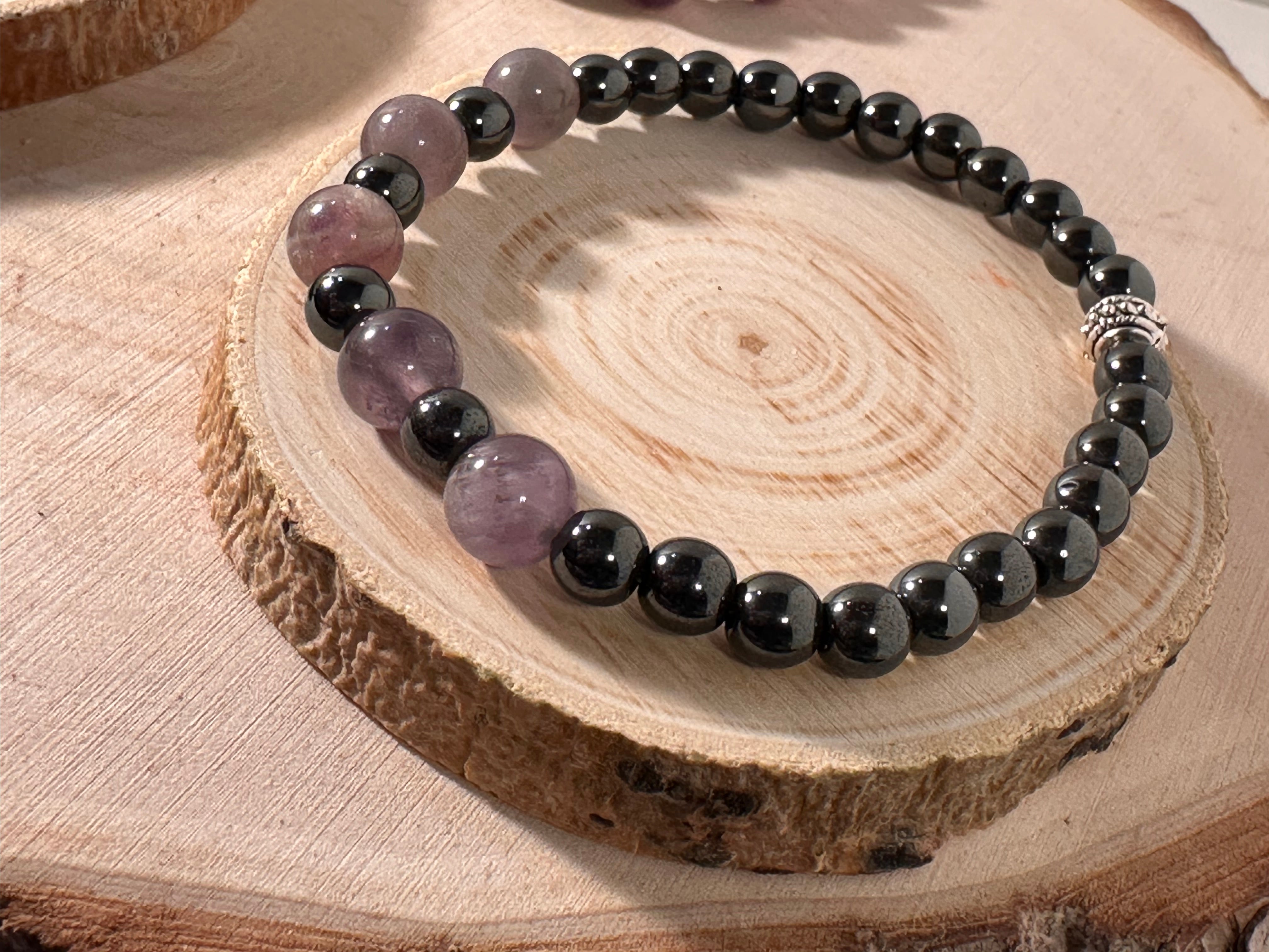 Amethyst & Hematite Serenity Bracelet Healing Stones Energy Stones