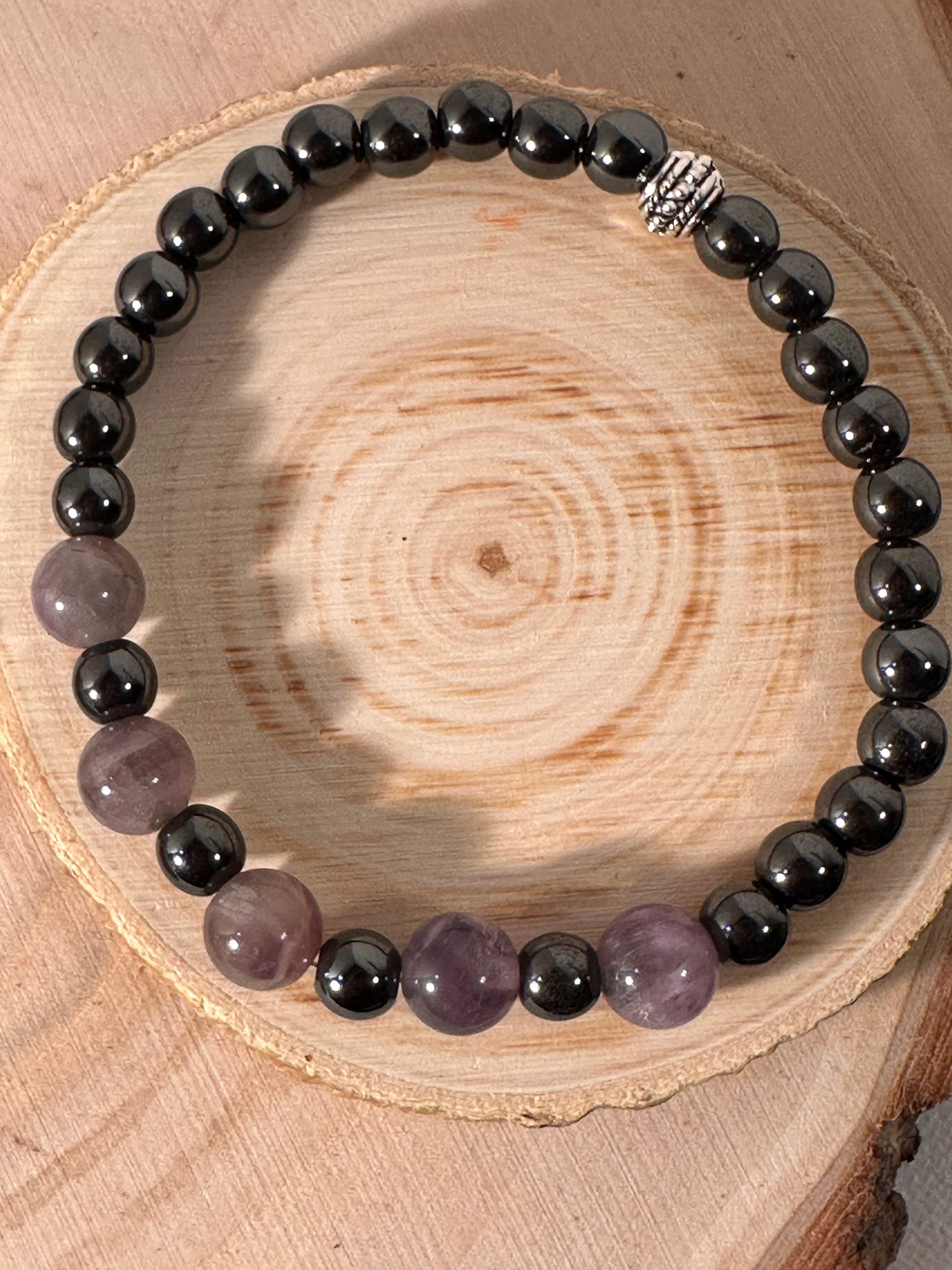 Amethyst & Hematite Serenity Bracelet Healing Stones Energy Stones