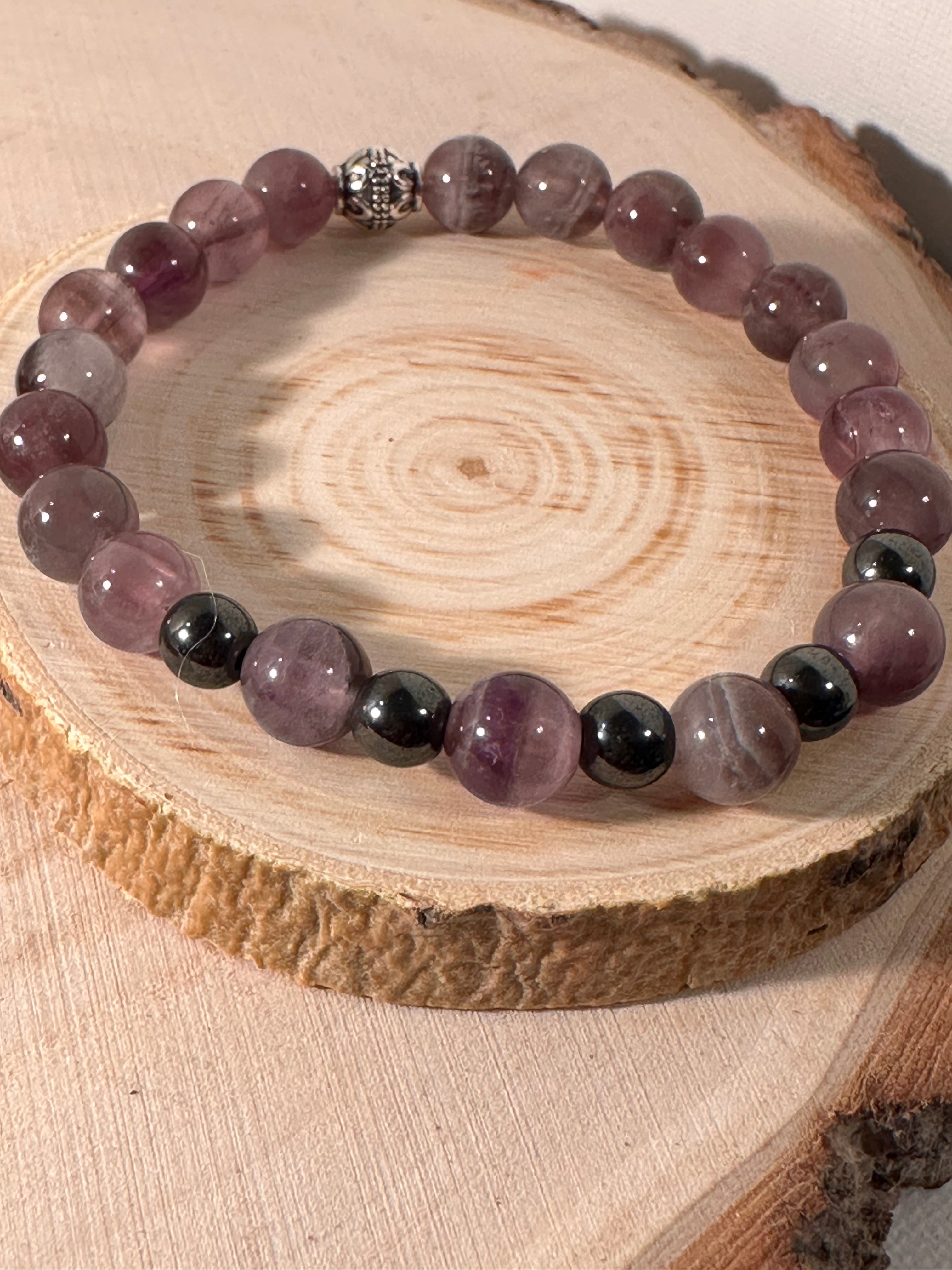 Amethyst & Hematite Serenity Bracelet  Healing Stones Energy Stones