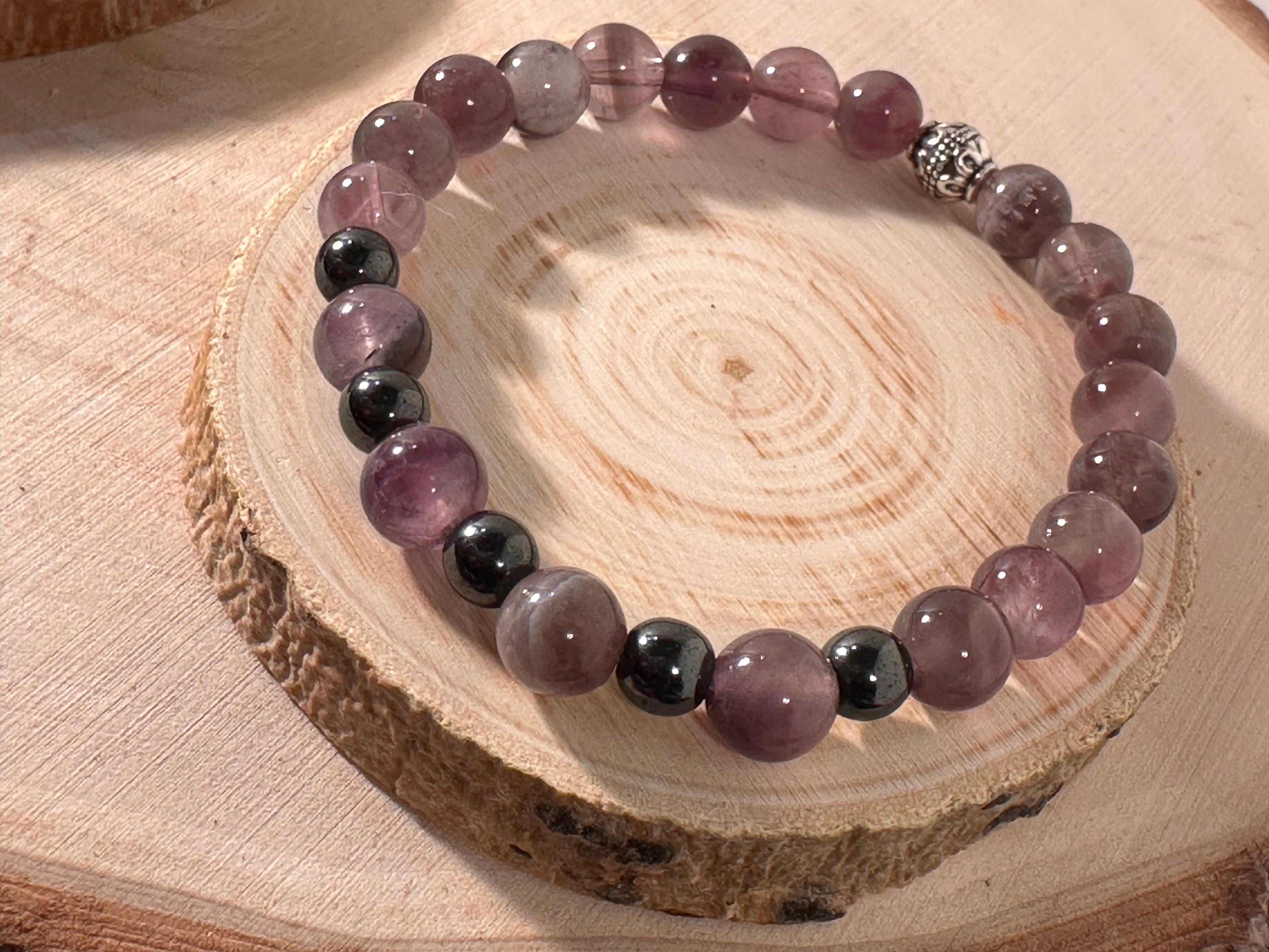 Amethyst & Hematite Serenity Bracelet  Healing Stones Energy Stones