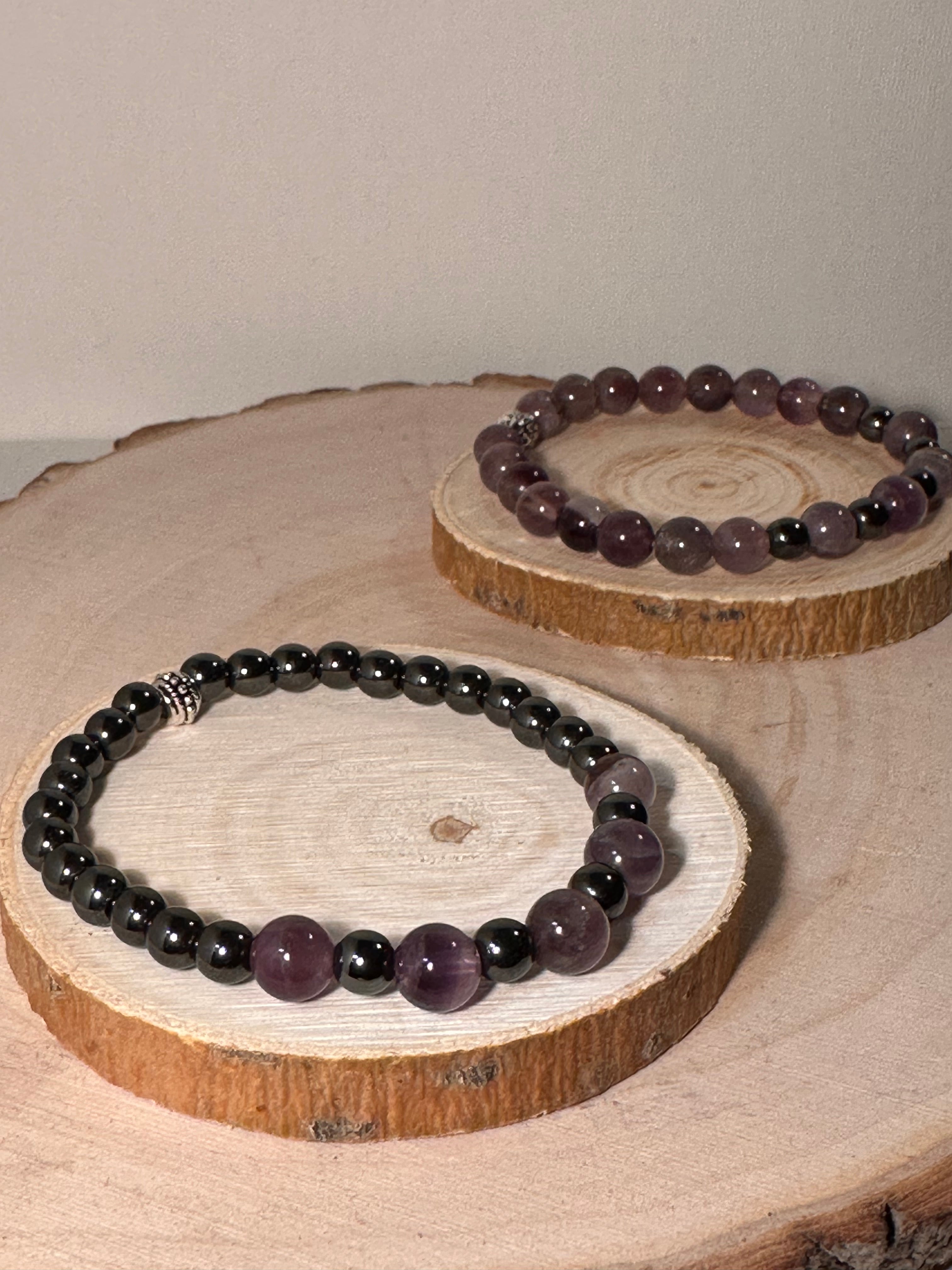 Amethyst & Hematite Serenity Bracelet Healing Stones Energy Stones