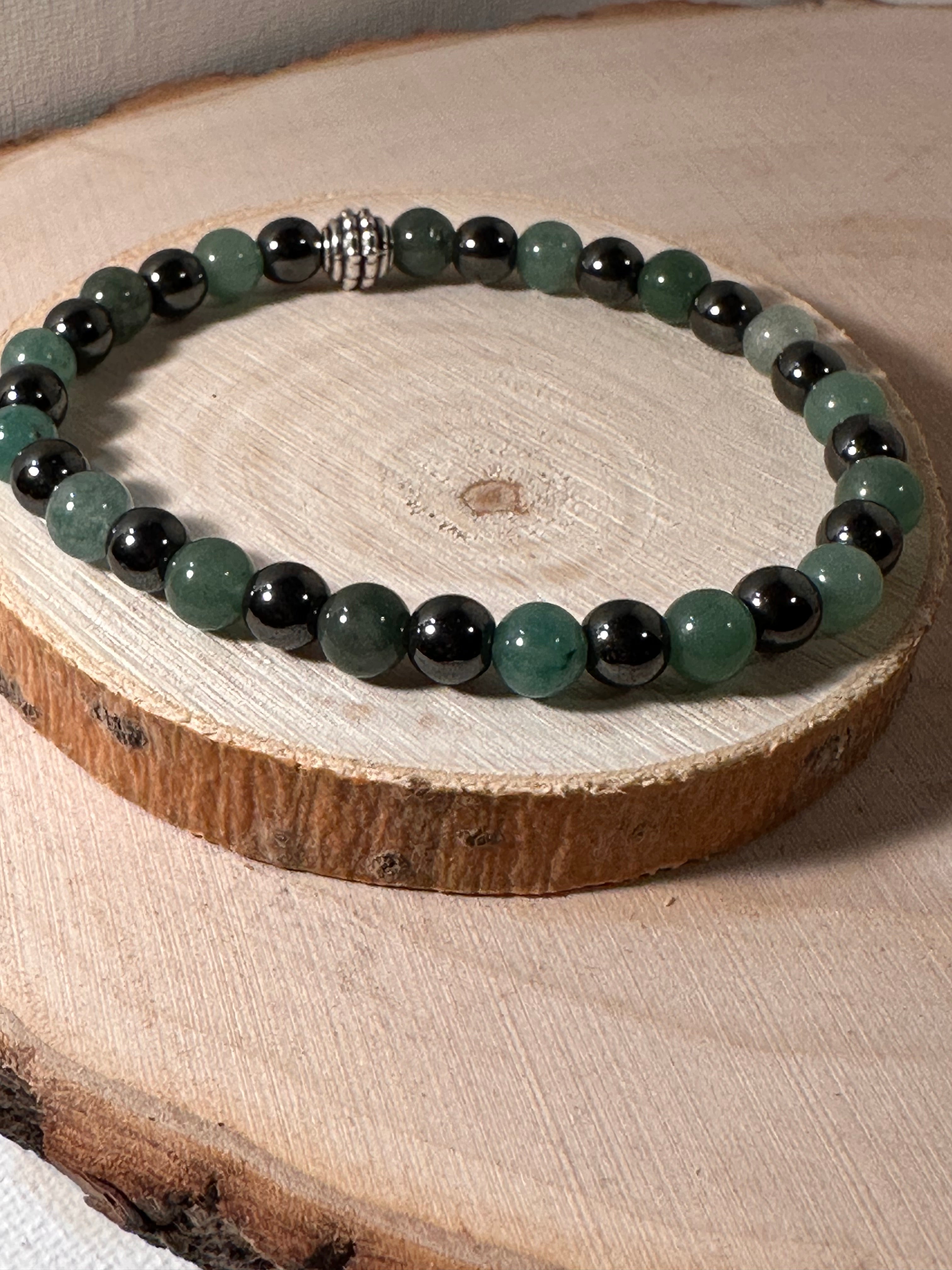 Green Aventurine & Hematite Abundance & Wealth Bracelet Healing Stones Energy Stones